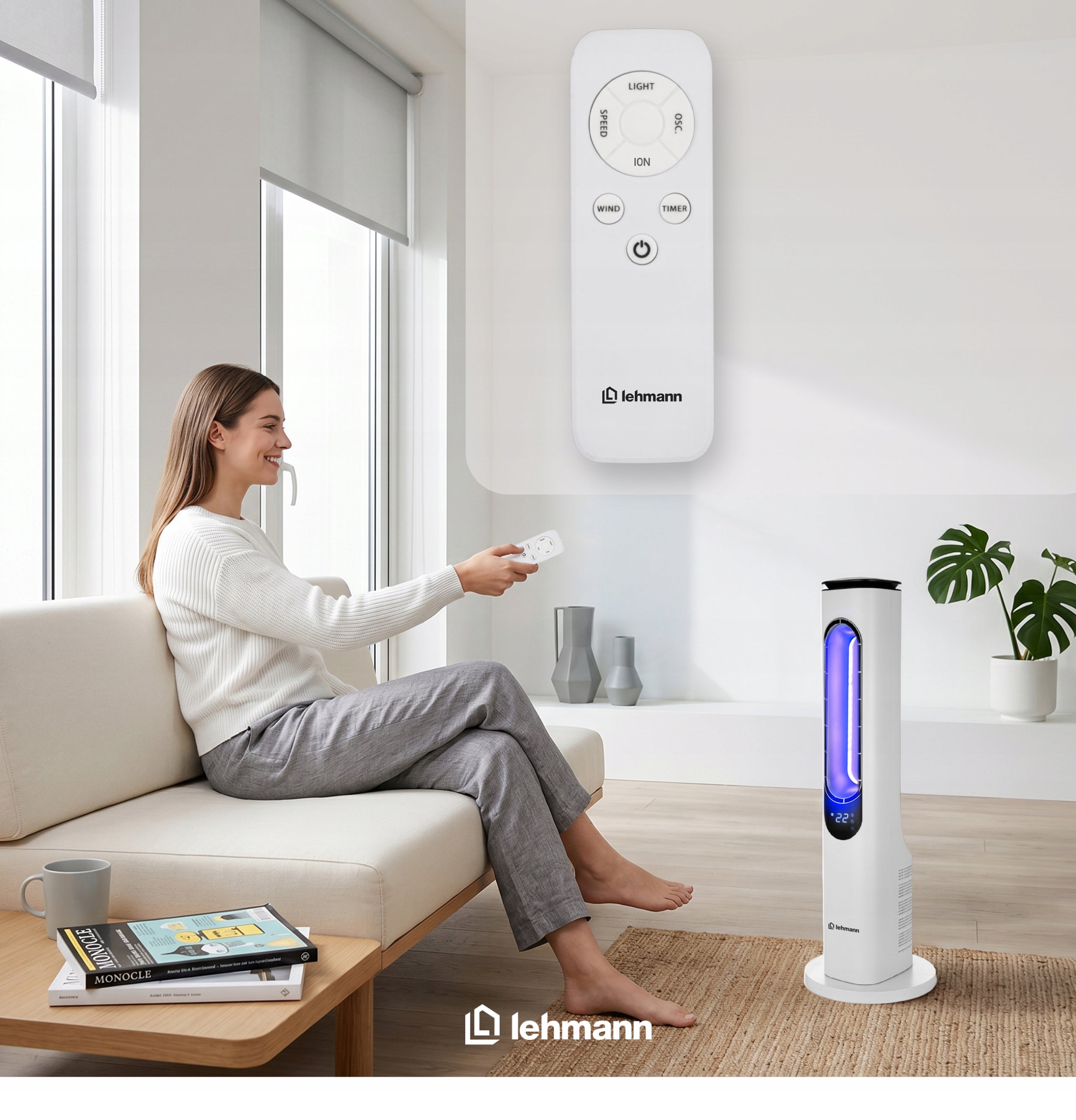 COLUMN FAN FLOOR STANDING FAN BLADELESS REMOTE CONTROL IONIZATION Functions ionization oscillation timer other