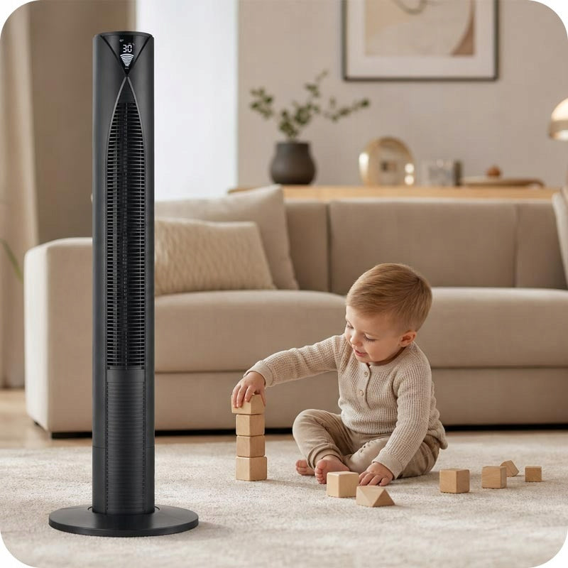COLUMN FAN FLOOR STANDING FAN XXL 116 CM SILENT IONS +PILOT Functions ionization air purification oscillation automatic oscillation timer