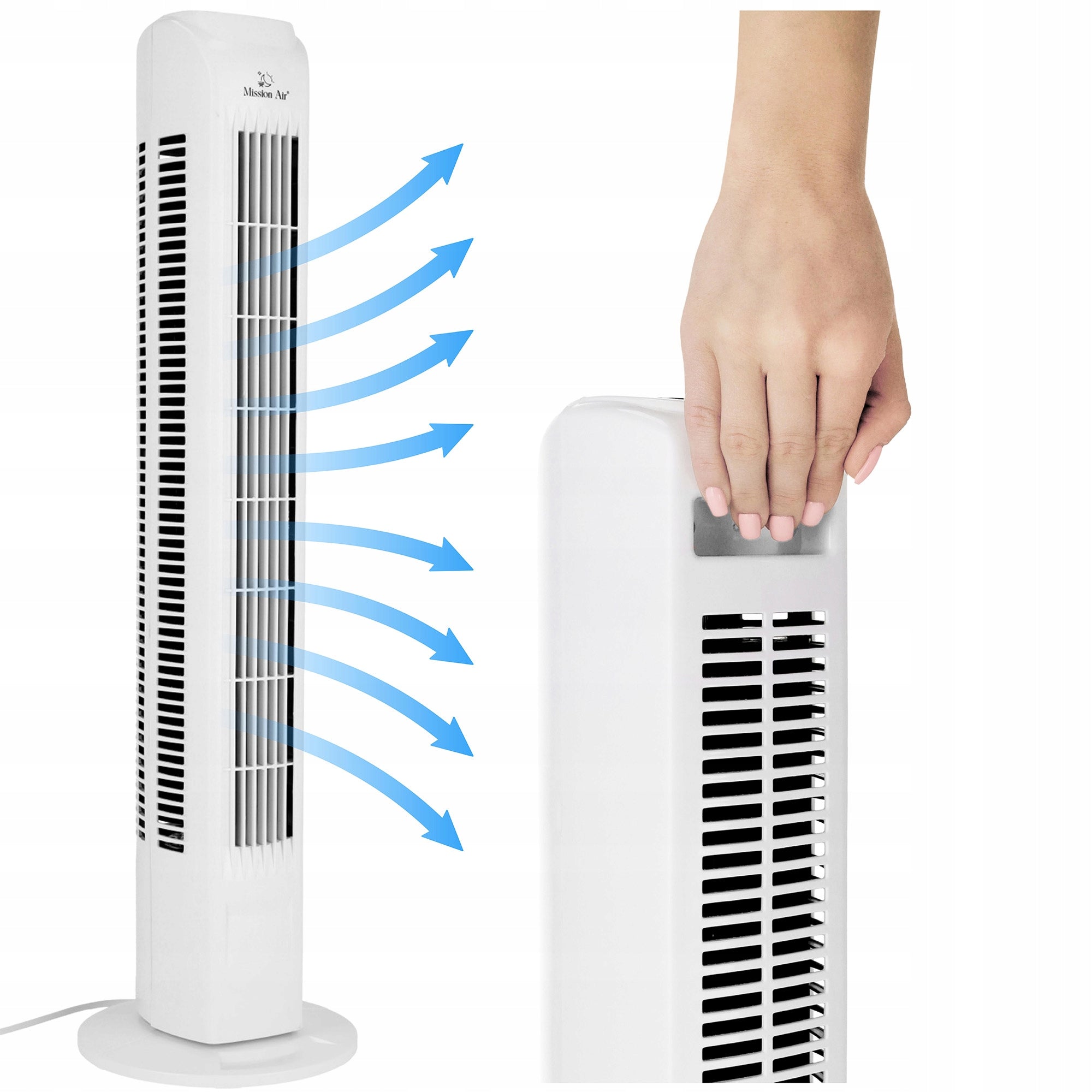 COLUMN FAN Floor Standing Fan Quiet Swing TOWER FAN White Brand Mission Air