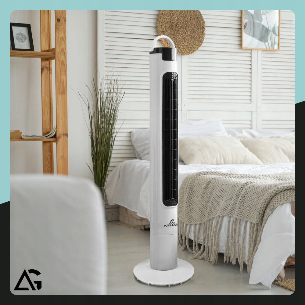 COLUMN FAN STANDING FLOOR LARGE WINDMILL TIMER QUIET PILOT 98cm Model CYRKULATOR OSCYLACJA BIAŁY PRZENOŚNY KOLUMNA XXL