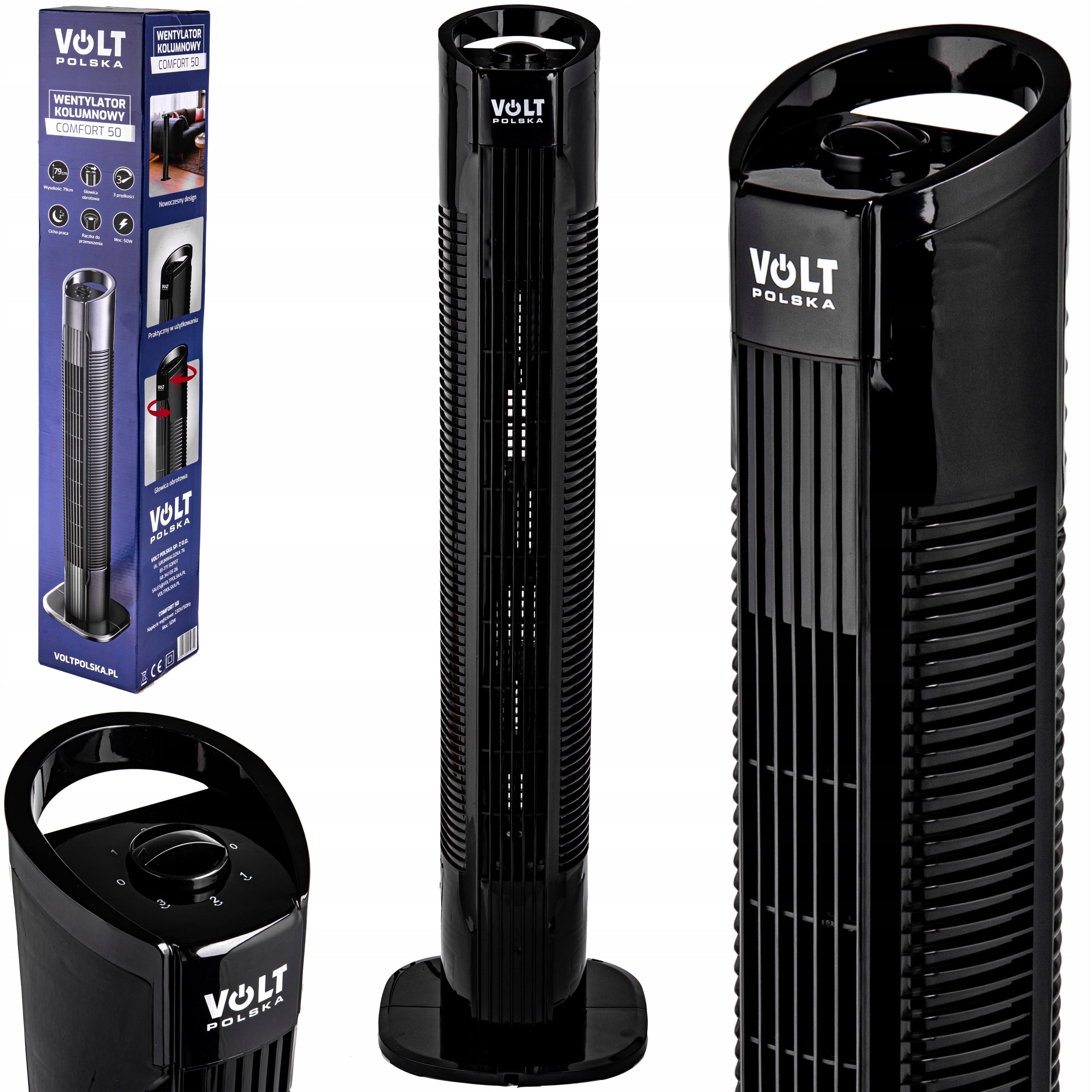 COLUMN FAN Volt Comfort 50 Black 50 W 79 cm 3 modes oscillation