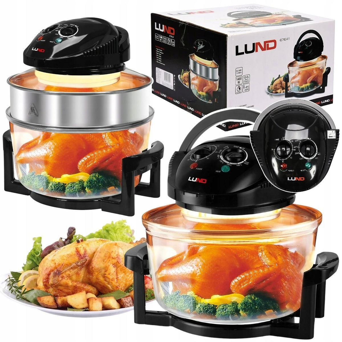COMBINATION HALOGEN RING MULTICOOKER 17L 1400W + 9 ACCESSORIES LUND