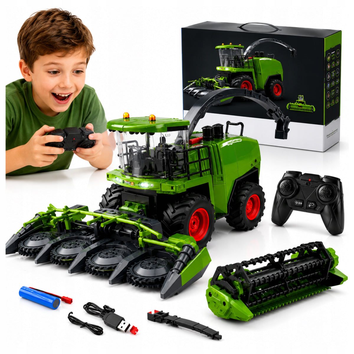 COMBINE HARVESTER REMOTE CONTROLLED BISON ON REMOTE CONTROL SMOKES SOUND LIGHT RC LARGE GRAIN
