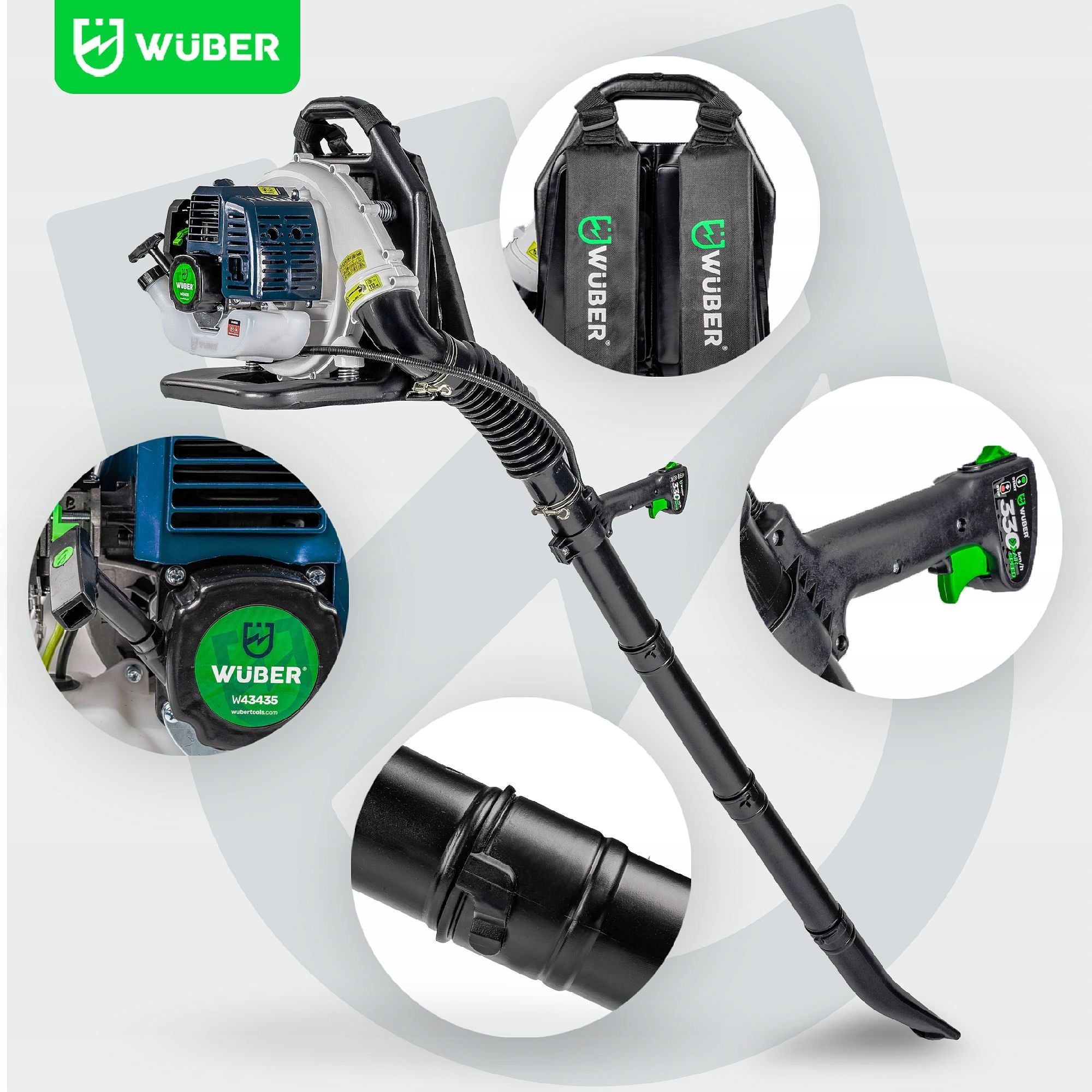COMBUSTION BACKPACK BLOWER 330 km/h FOR GARDEN GRASS LEAVES STRONG 720m3/h Air velocity 330 km/h