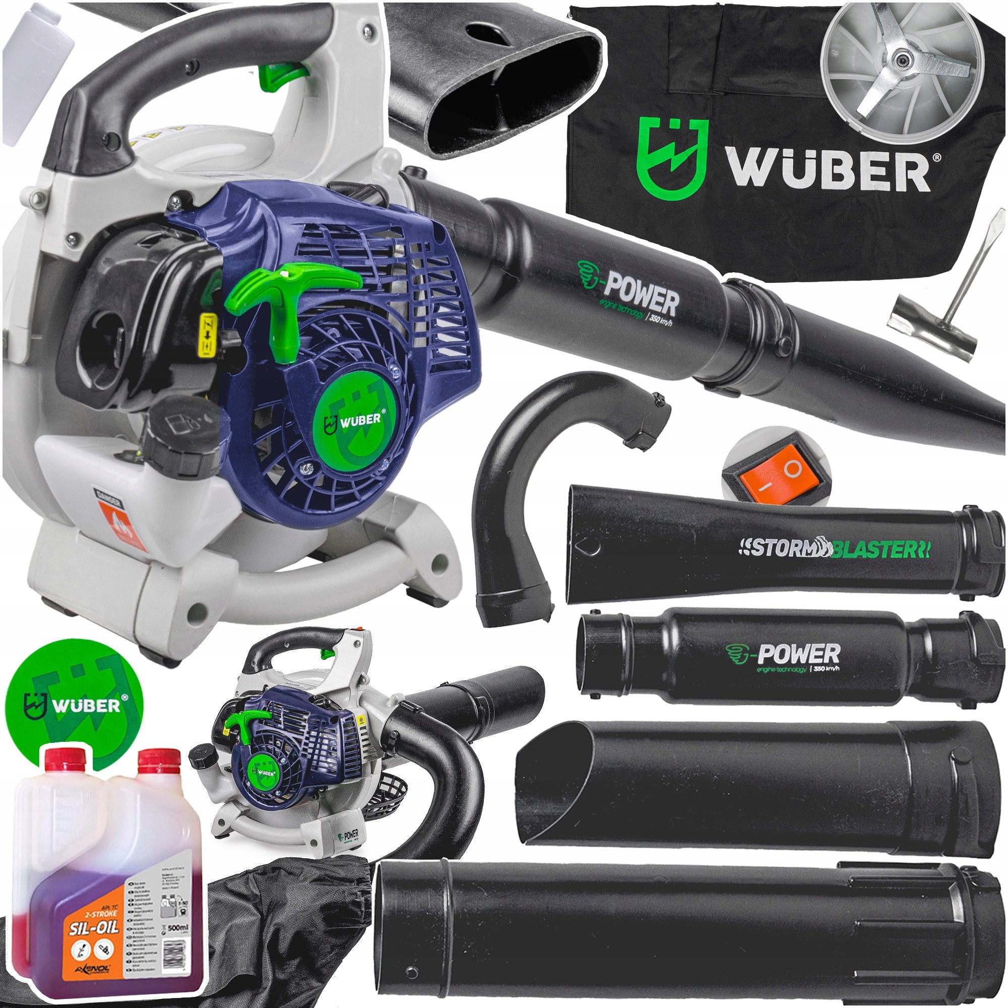 COMBUSTION BLOWER LEAF VACUUM CLEANER 3in1 SHREDDER 750W 50L + OIL 350km/h