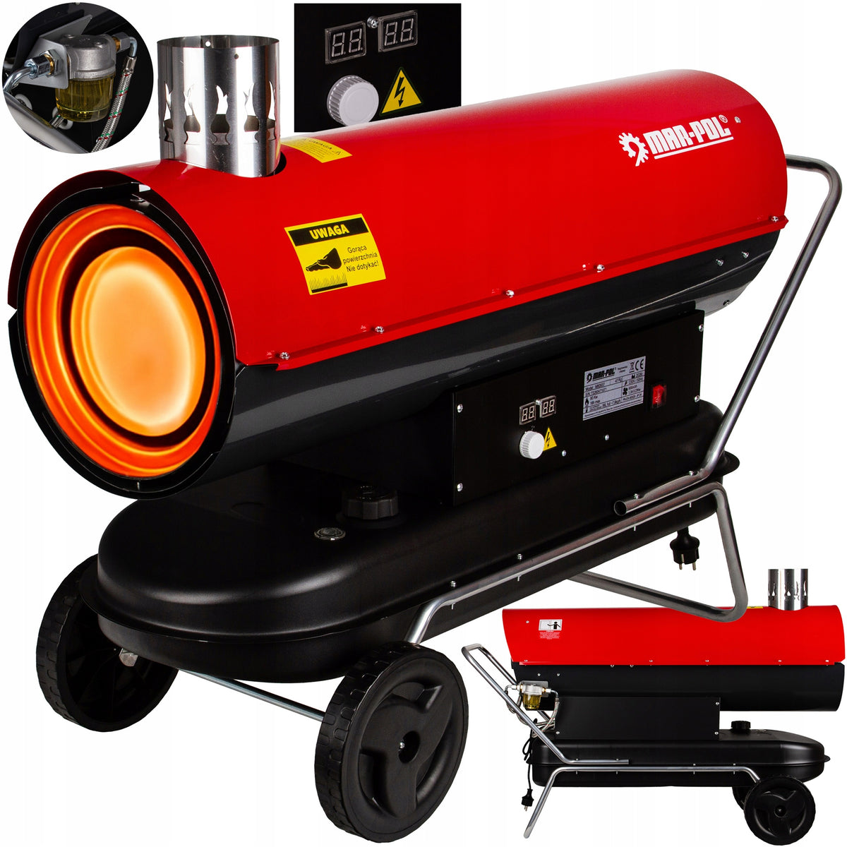 COMBUSTION OIL HEATER 80kW THERMOSTAT FURNACE FARELKA ON LCD WITH filter
