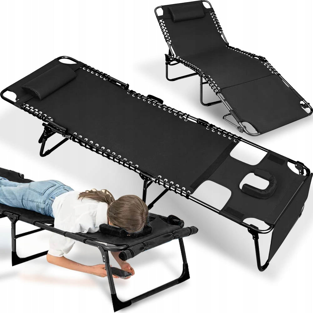 COMFORTABLE STRONG BEACH LOUNGER RECLINER WITH PILLOW OPENING