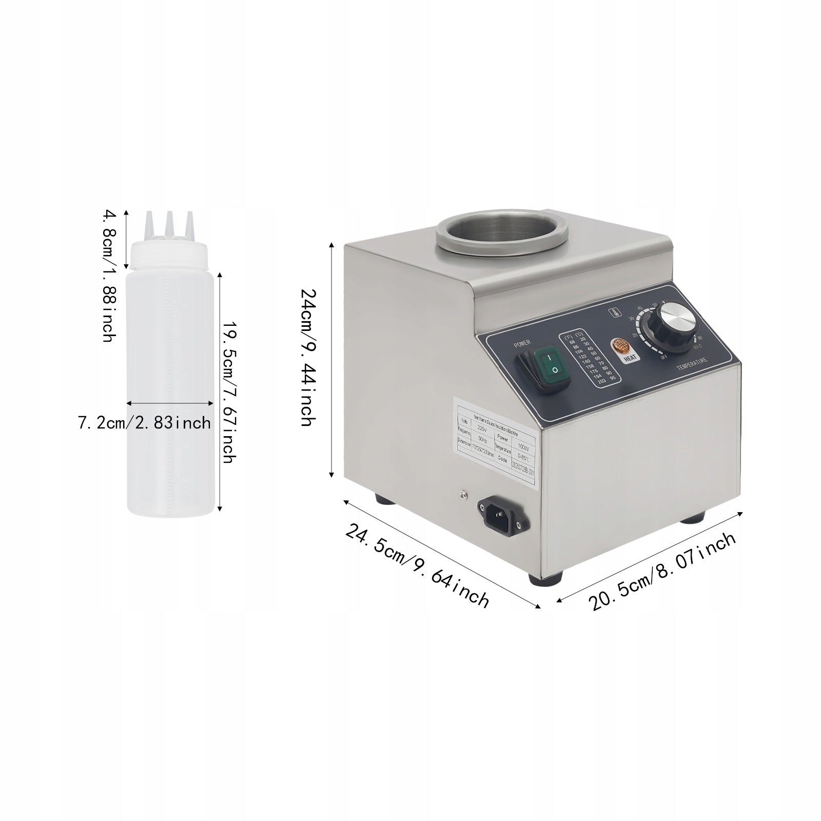 COMMERCIAL ELECTRIC SAUCE WARMER WITH 1 BOTTLES- SILVER 680ML, 100W 220V EAN (GTIN) 751591555560