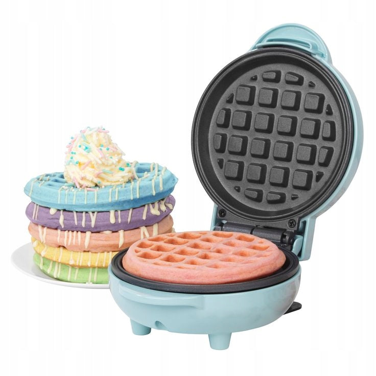 COMPACT WAFFLE IRON 1 WAFFLE NON-STICK COATING WITH LAMP BLUE