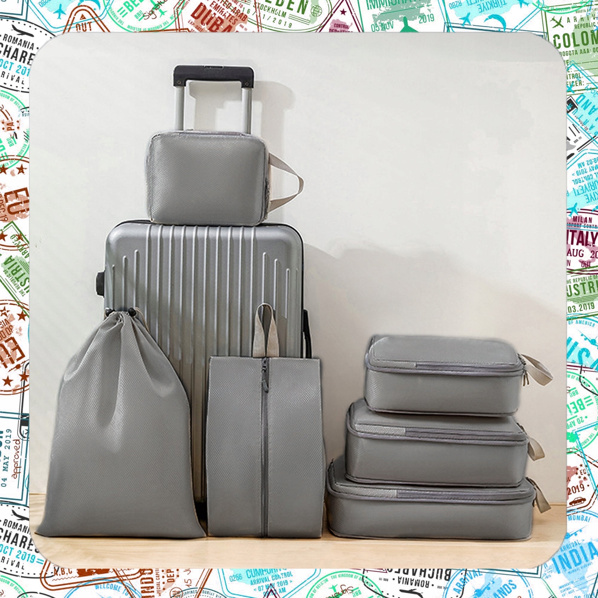 COMPRESSION CASE PACKING ORGANIZERS 6 PCS TRAVEL SET GREY Manufacturer code 0066400
