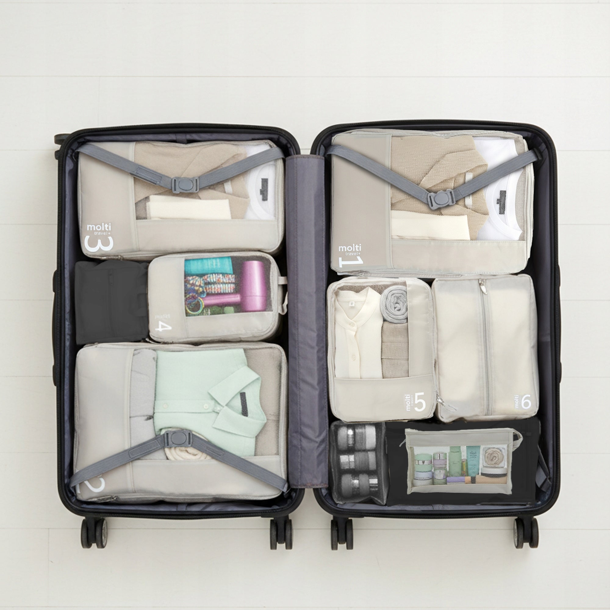 COMPRESSION ORGANIZER Travel Set for Packing Suitcase Bags 7 Pieces Kind organizer