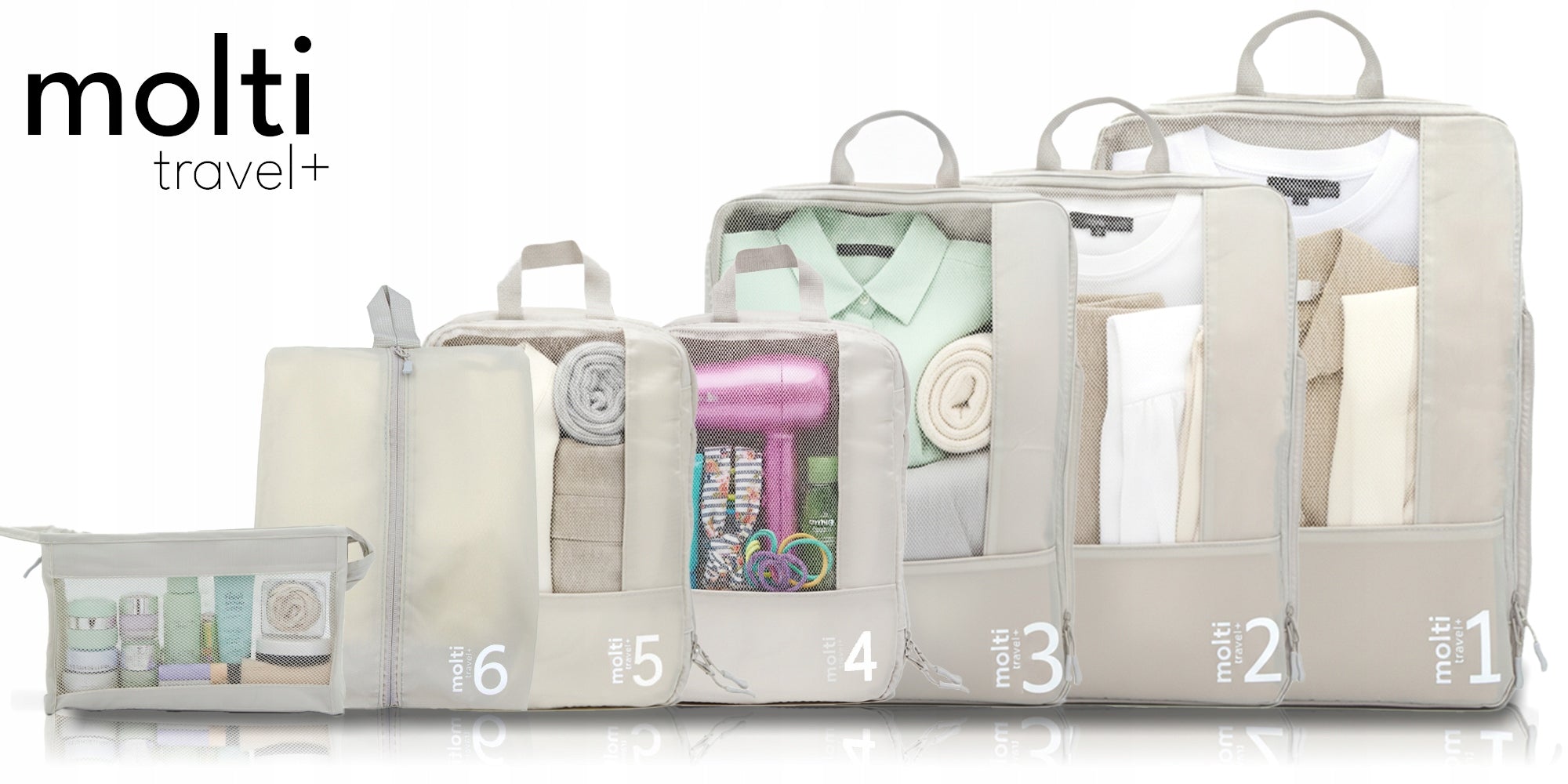 COMPRESSION ORGANIZER Travel Set for Packing Suitcase Bags 7 Pieces Manufacturer code OP001