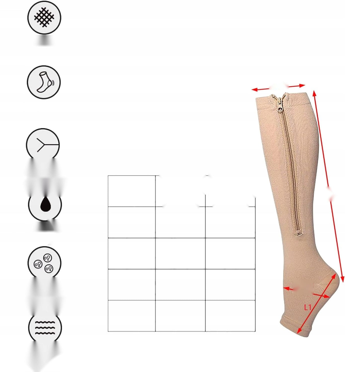 COMPRESSION SOCKS XL ZIPPER 2 PAIRS BLACK WITHOUT FINGERS ELASTIC Brand no brand