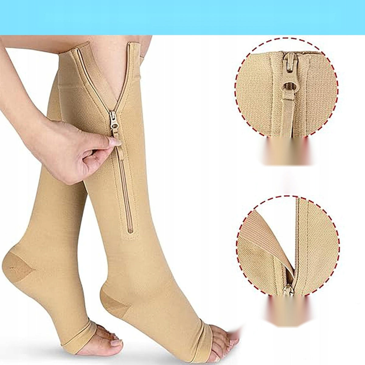 COMPRESSION SOCKS XL ZIPPER 2 PAIRS BLACK WITHOUT FINGERS ELASTIC Manufacturer code 5908107627081