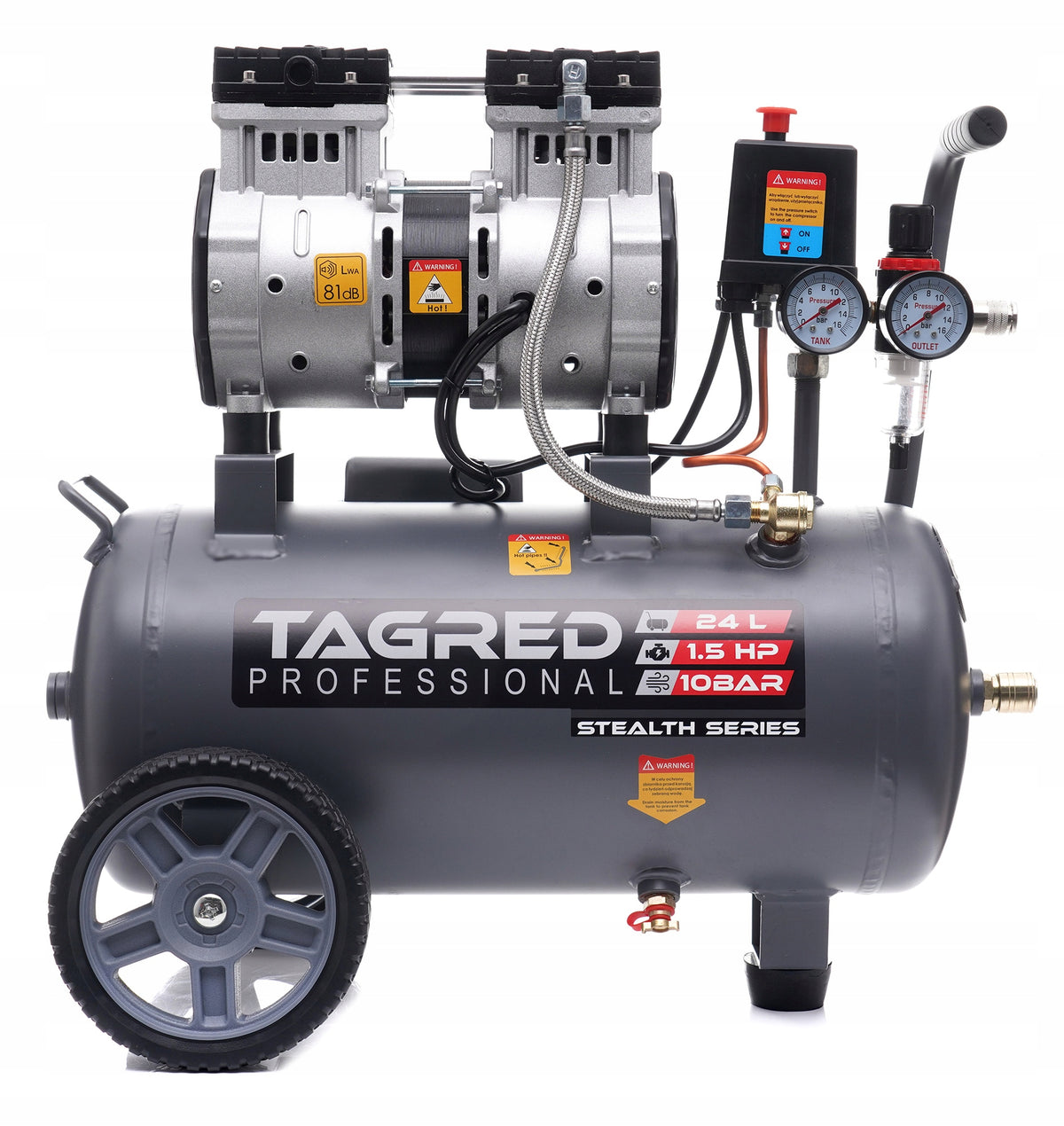COMPRESSOR OIL-FREE COMPRESSOR 24L R2 10 BAR QUIET + PNEUMATIC SET Manufacturer code TA3383TA103