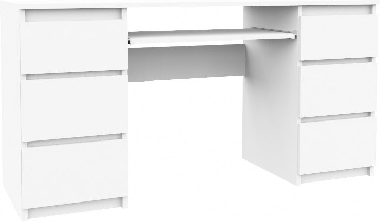 COMPUTER DESK 6 DRAWERS 130CM WHITE Brand BM-Meble