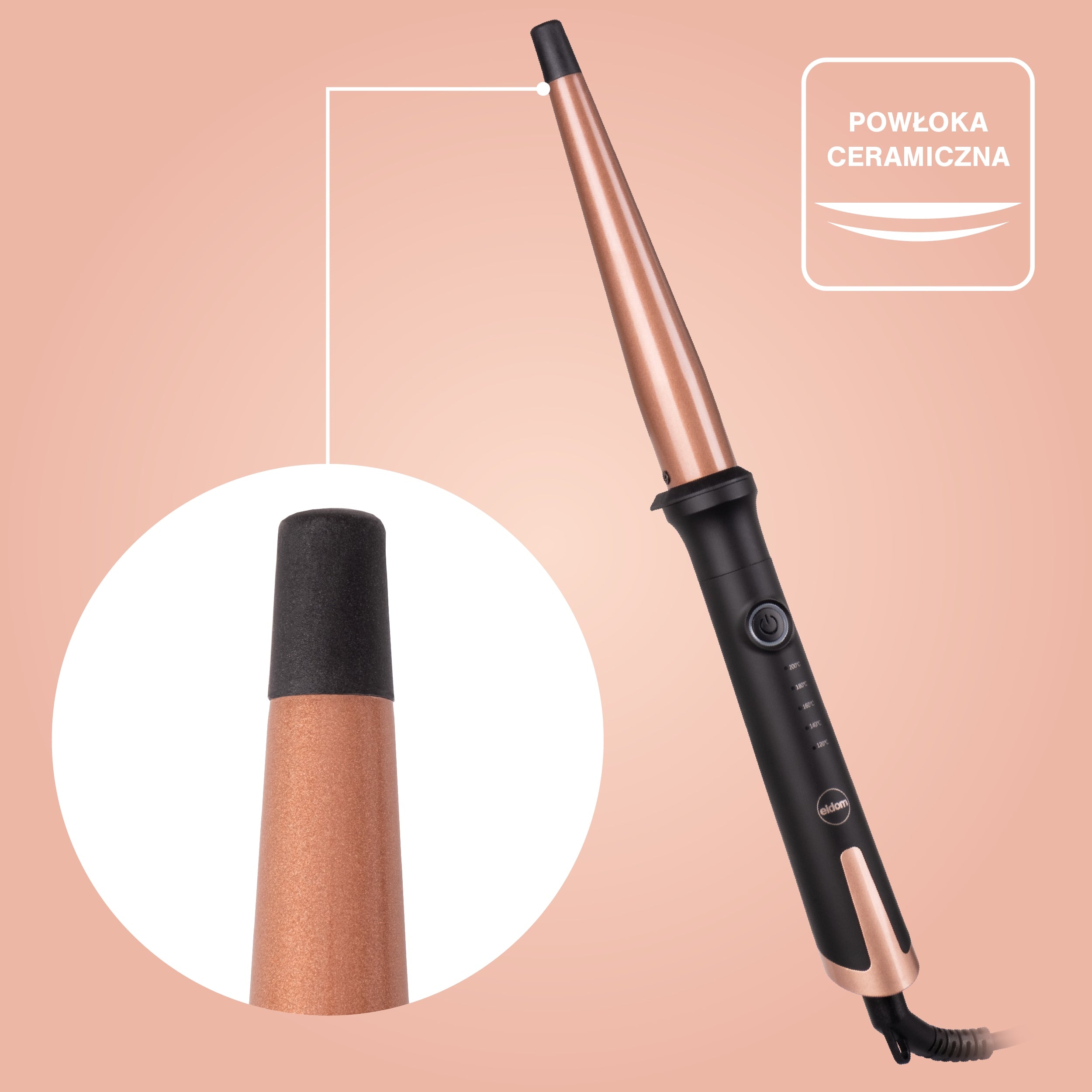 CONICAL CURLING IRON FOR HAIR CERAMIC 120-200°C CURLS WAVES HS12 Manufacturer code HS12