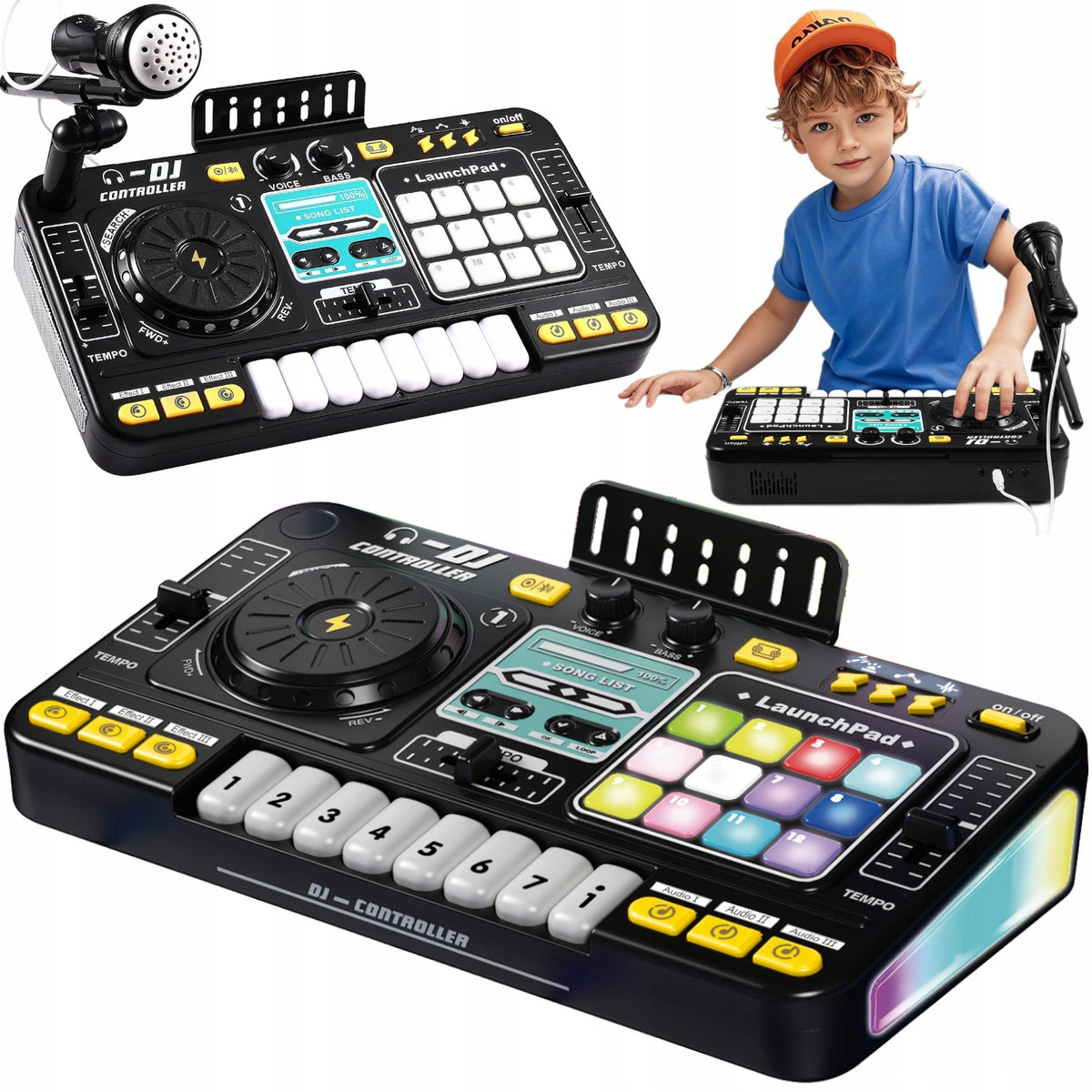 CONSOLE DJ Toy MIXER FOR KIDS WITH MICROPHONE LED piano BLUETOOTH