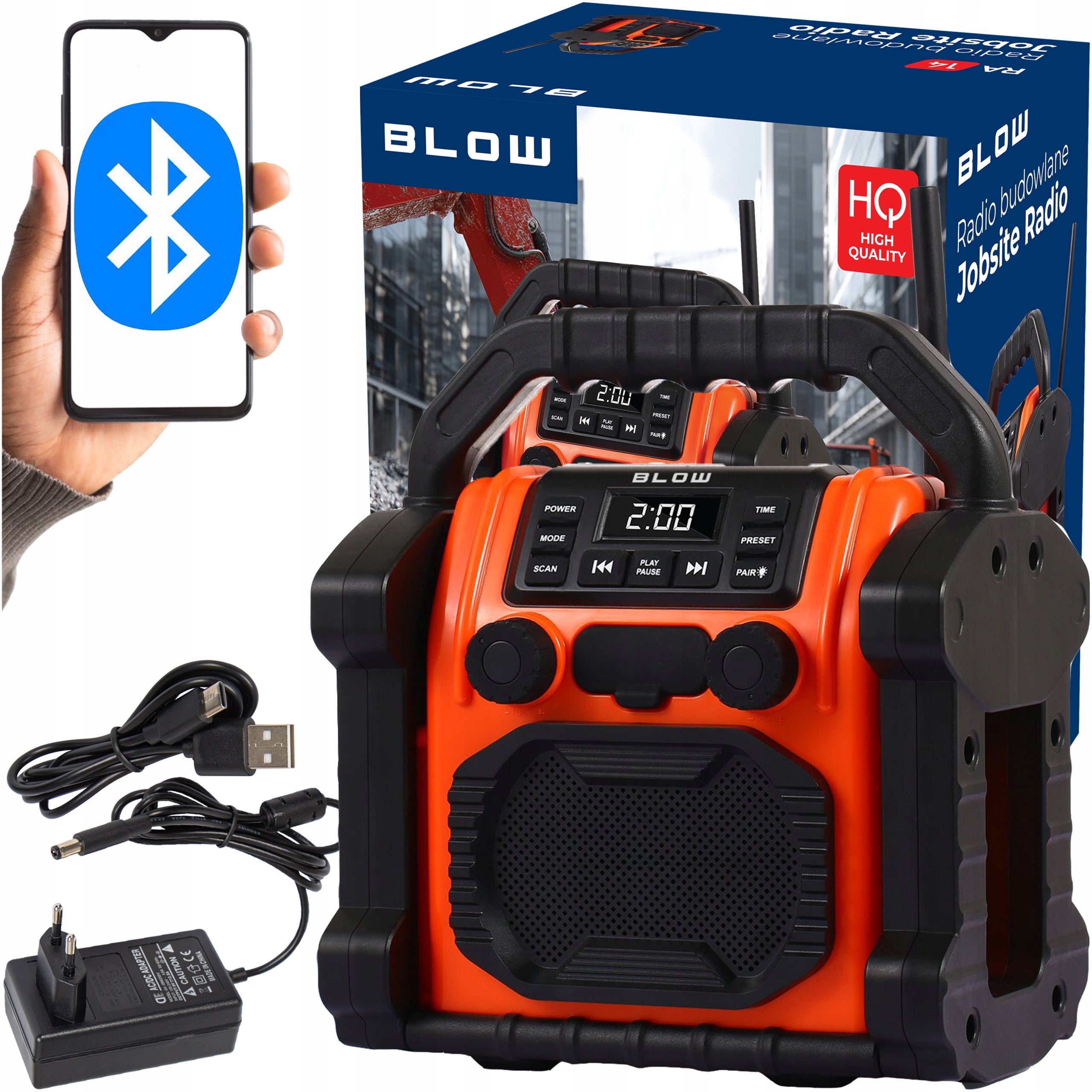 CONSTRUCTION RADIO FM 20W RMS BLUETOOTH 5.1 POWERBANK USB-C AUX LED IP55