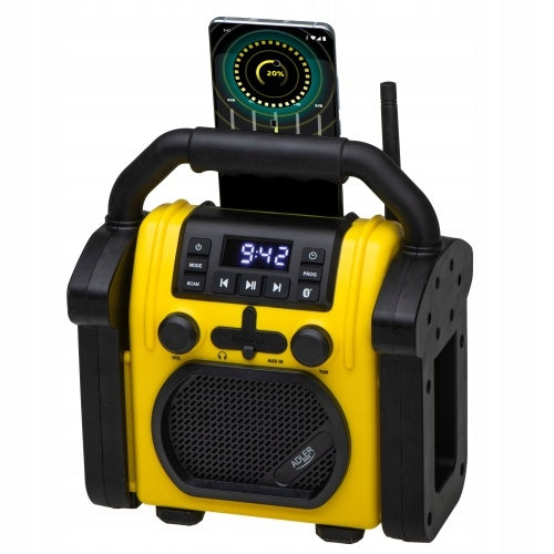 CONSTRUCTION RADIO FM BLUETOOTH SPEAKER IPX54 PORTABLE DUAL POWER SUPPLY Manufacturer code Radio Przenośne Budowlane Bluetooth FM AD1911