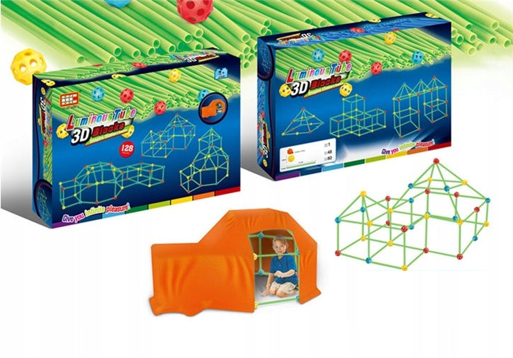 CONSTRUCTION SET FOR CHILDREN Fort Castle TENT STEM 128 elements HOUSE