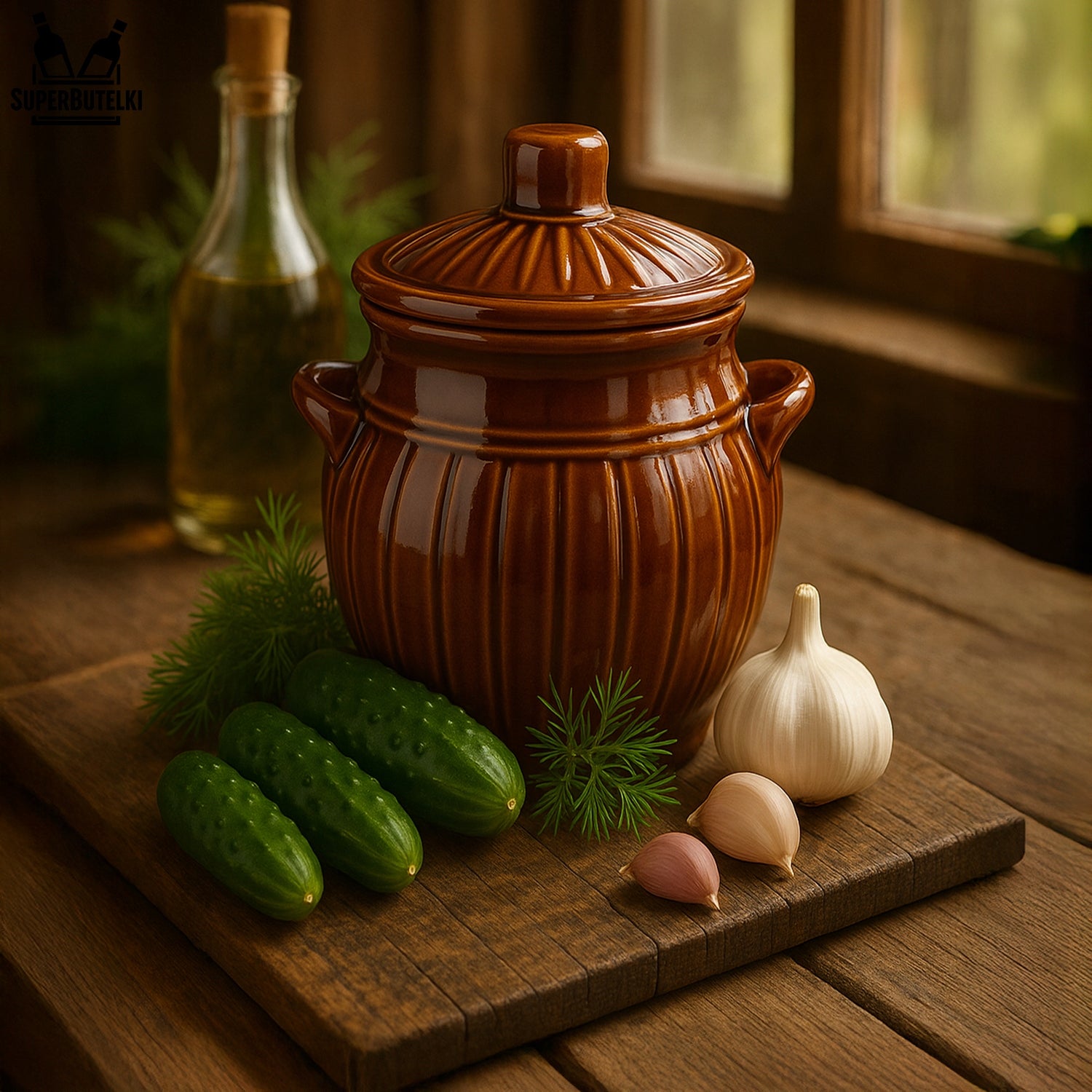 CONTAINER CERAMIC BARREL STONEWARE 2,7 L FOR CUCUMBERS CABBAGE LARD BIGOS Packaging status original
