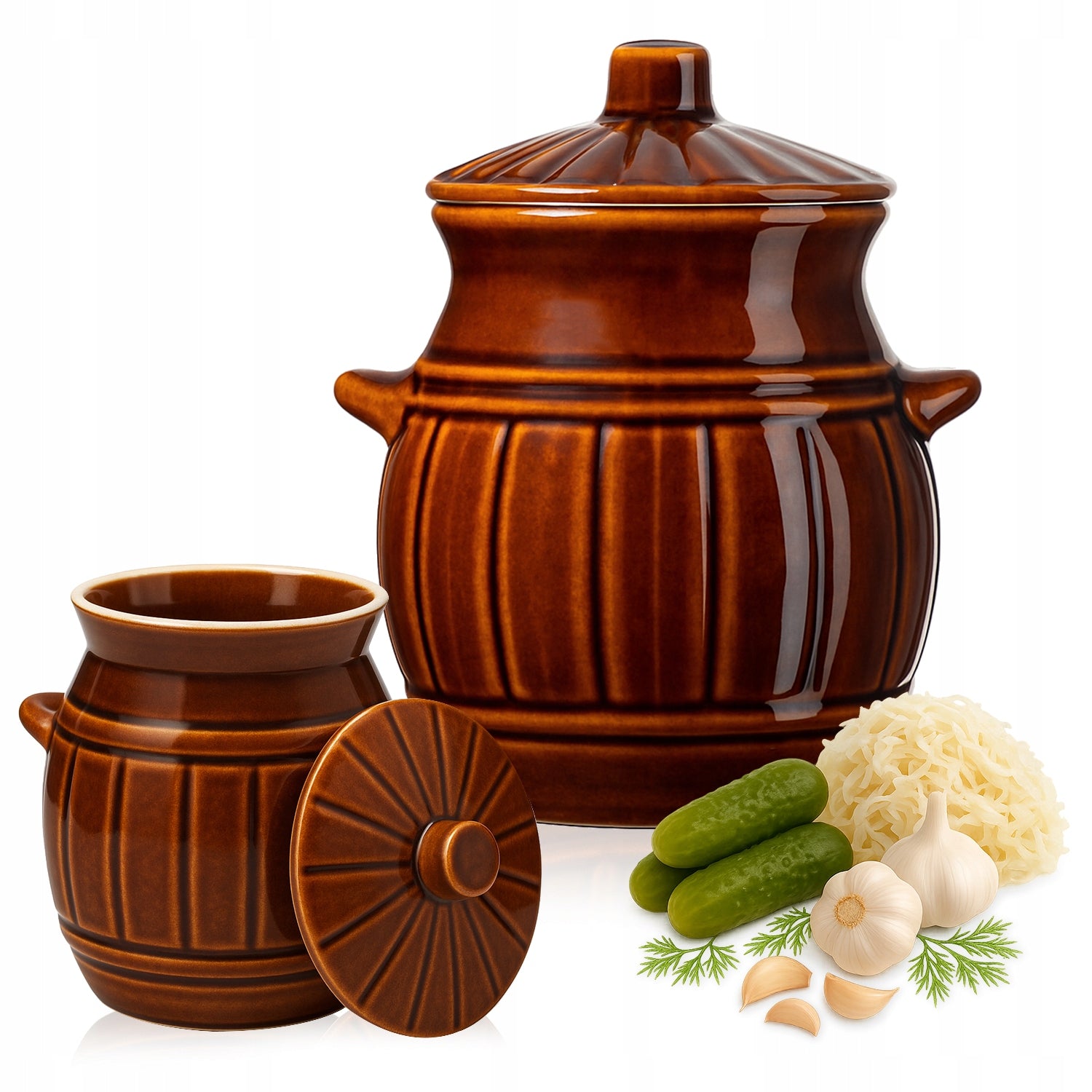 CONTAINER CERAMIC BARREL STONEWARE 2,7 L FOR CUCUMBERS CABBAGE LARD BIGOS