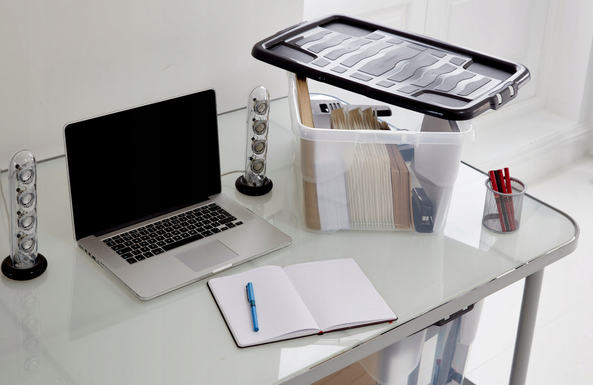 CONTAINER ORGANIZER TRANSPARENT PLASTIC BOX BLACK COVER 42L EAN (GTIN) 5907694969802