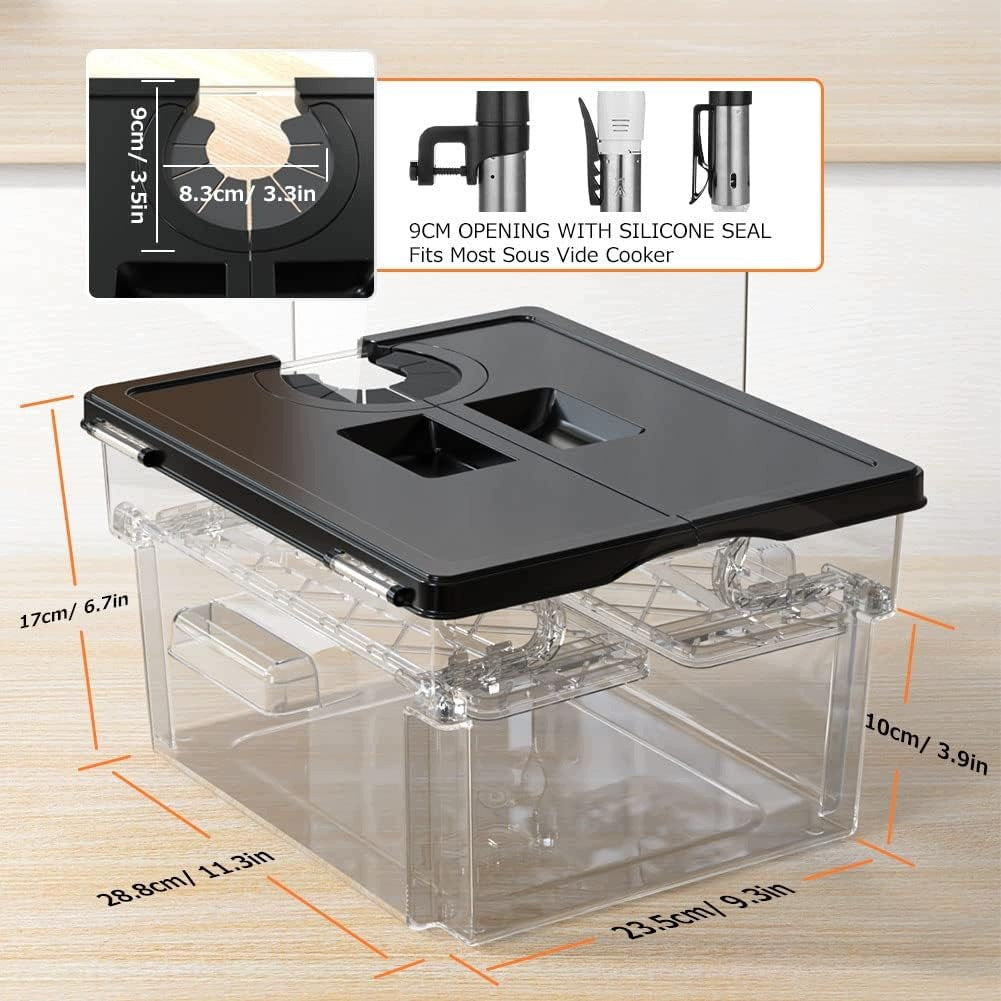 CONTAINER SOUS VIDE 11L SET WITH LID AND RACK BPA FREE Model Pojemnik Sous Vide 11 L Kompletny Zestaw do Sous V