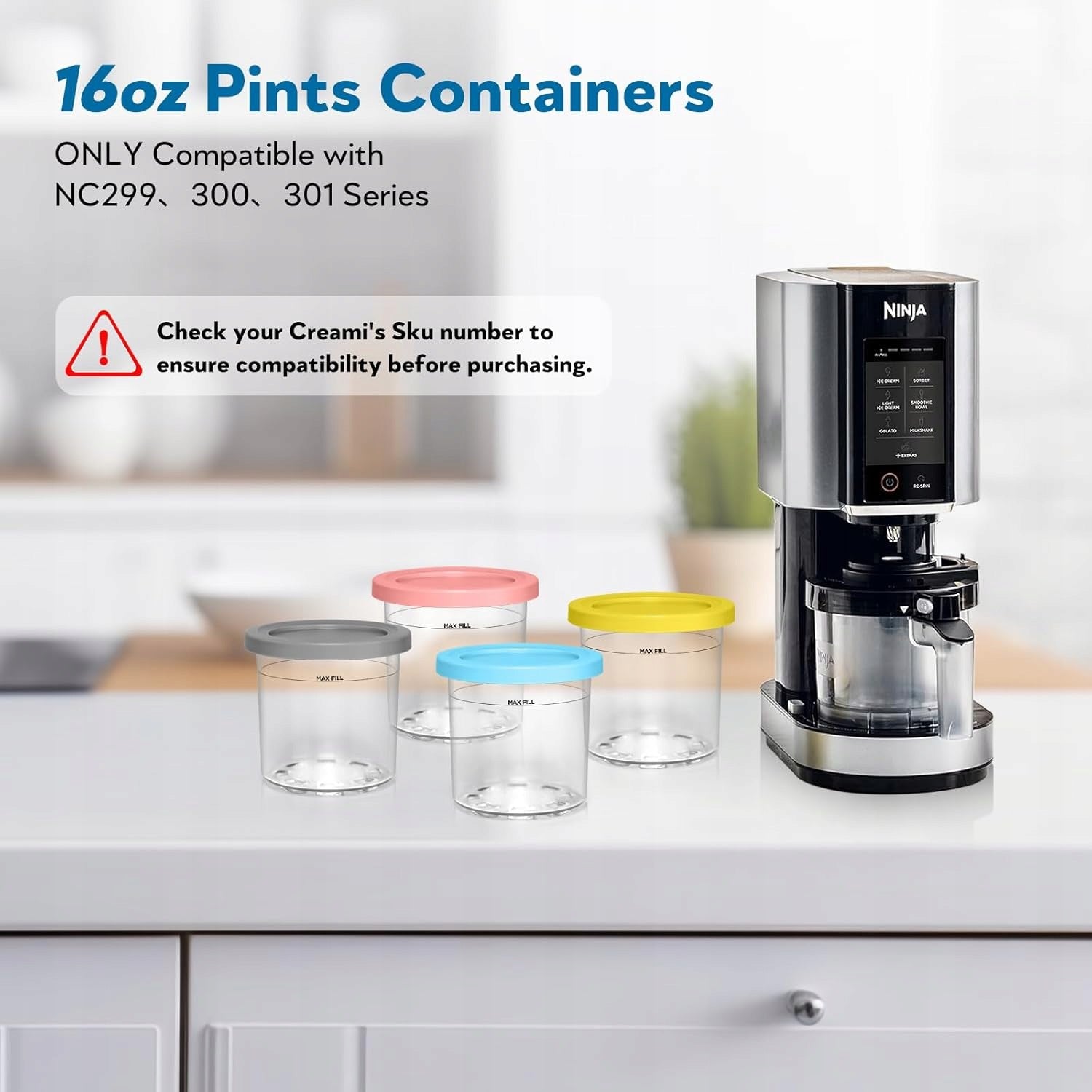 CONTAINERS NINJA CREAMI NC300EU NC301EU 4 PIECES HERMETIC WITHOUT BPA Manufacturer code B0D5XQMNZR