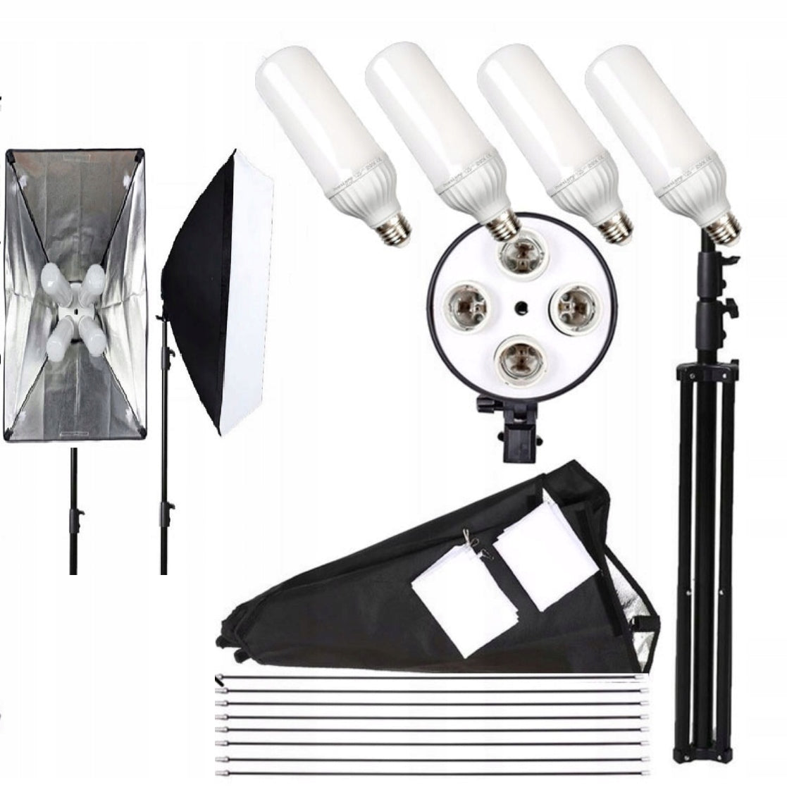CONTINUOUS LIGHT LAMP FOR 4 BULBS SOFTBOX 50x70 +4x LED 300W 1200 +STAND Manufacturer code 0736542965162