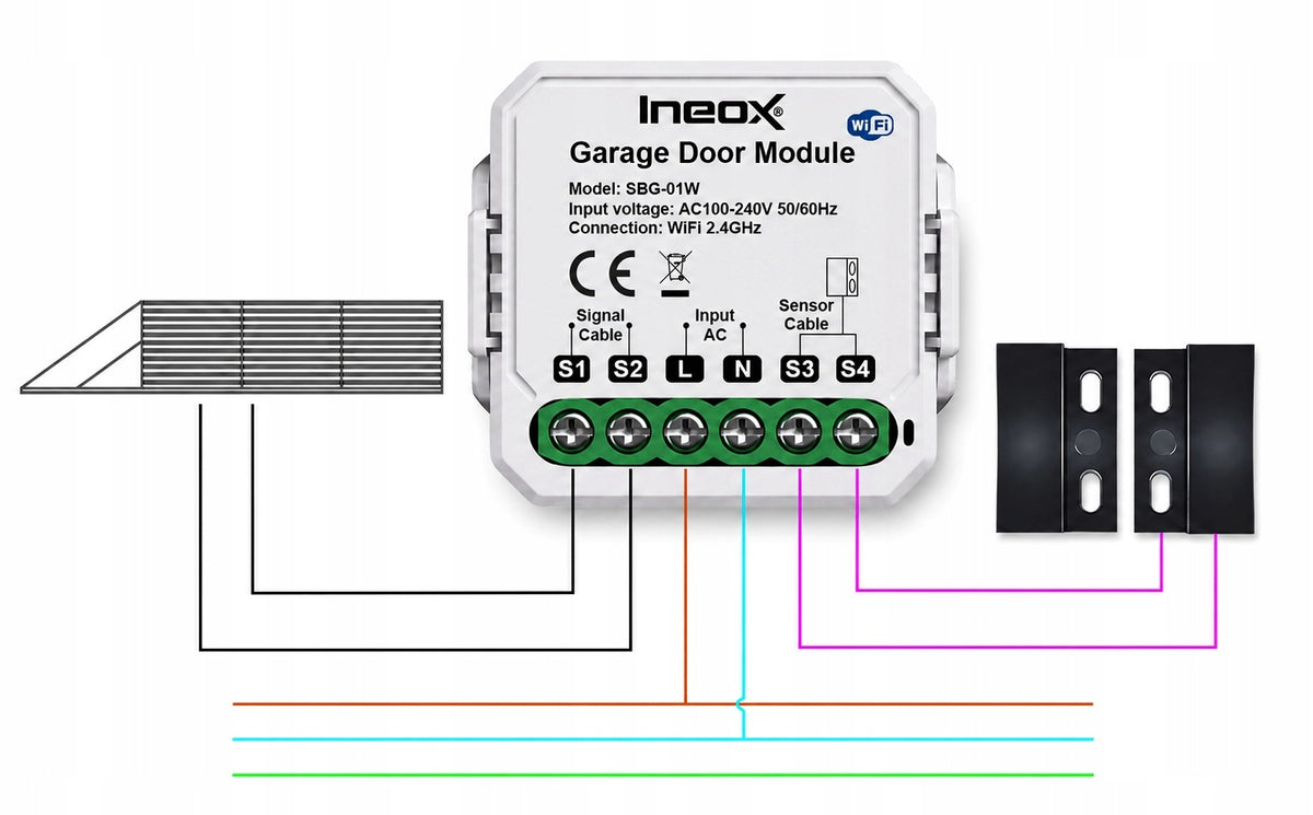 CONTROLLER FOR GARAGE ENTRANCE DOOR WIFI RELAY TUYA + SENSORS Manufacturer code Sterownik bramy garażowej wjazdowej SBG-01W