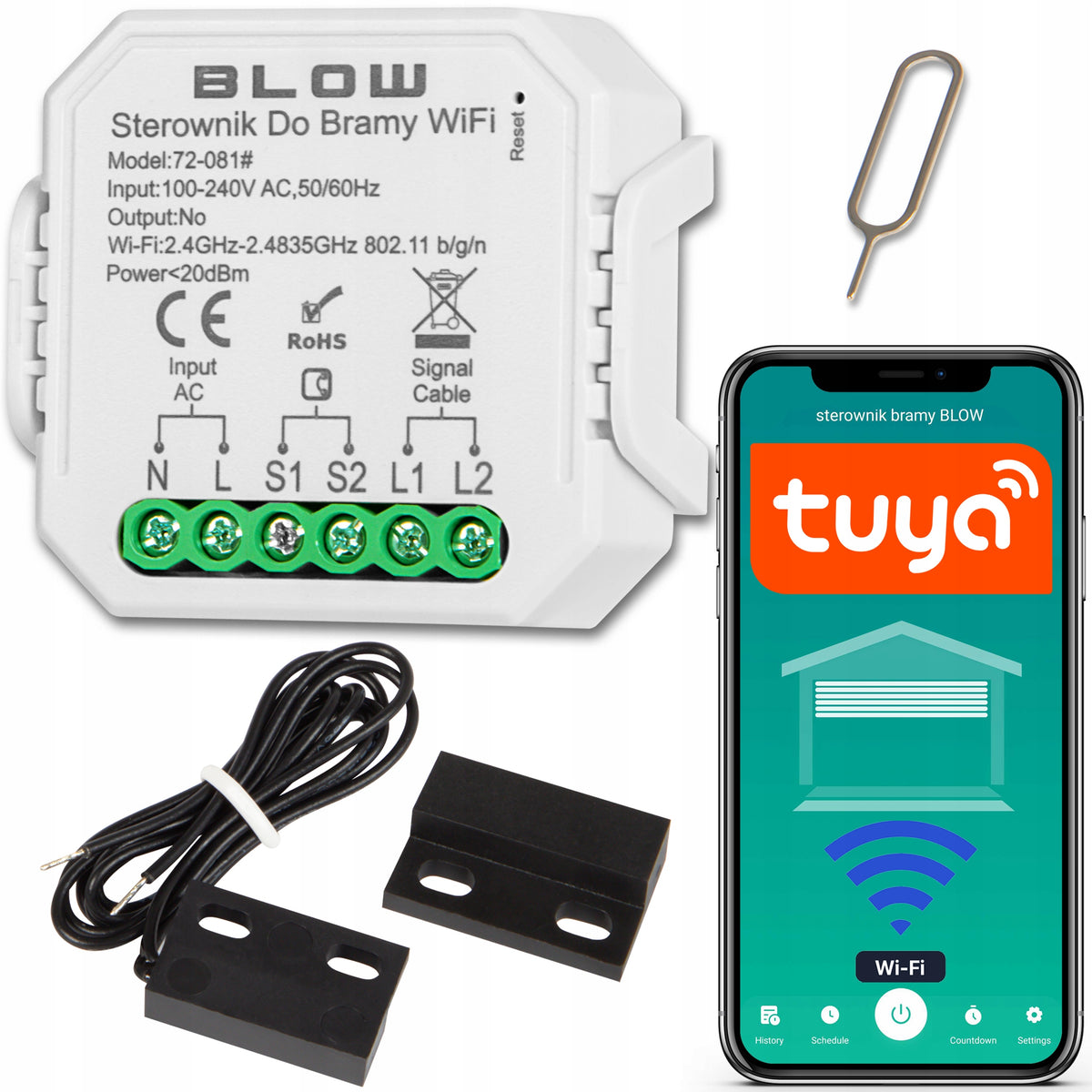 CONTROLLER FOR WIFI ENTRANCE GARAGE DOOR WITH TUYA SMART LIFE SENSORS