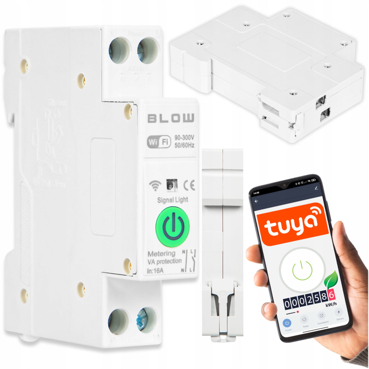 CONTROLLER TUYA SMART LIFE FOR DIN RAIL 16A WIFI SWITCH POWER CURRENT METER