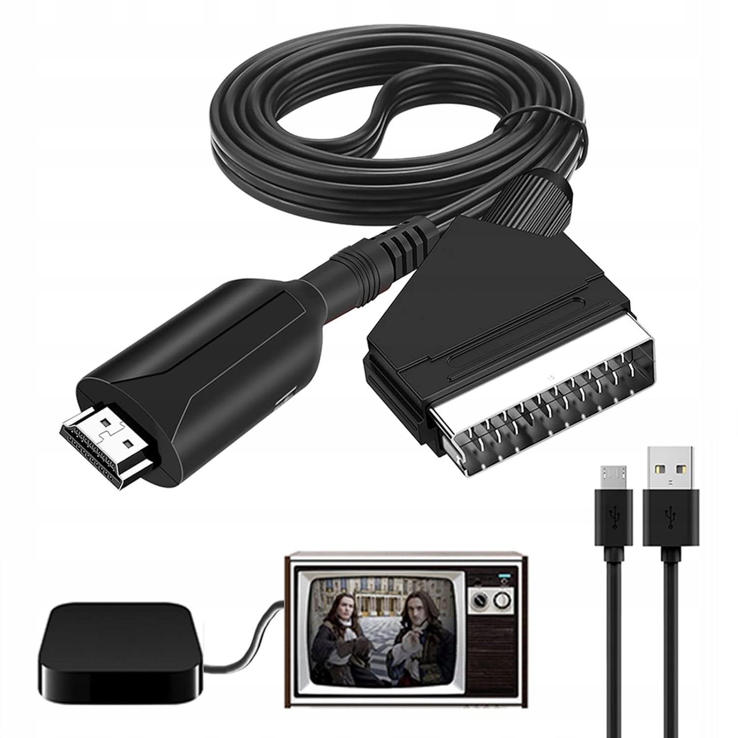 CONVERTER ADAPTER CABLE 1m WITH EURO SCART TO HDMI AV ADAPTER HD 1080p Manufacturer code Konwerter SCART na HDMI