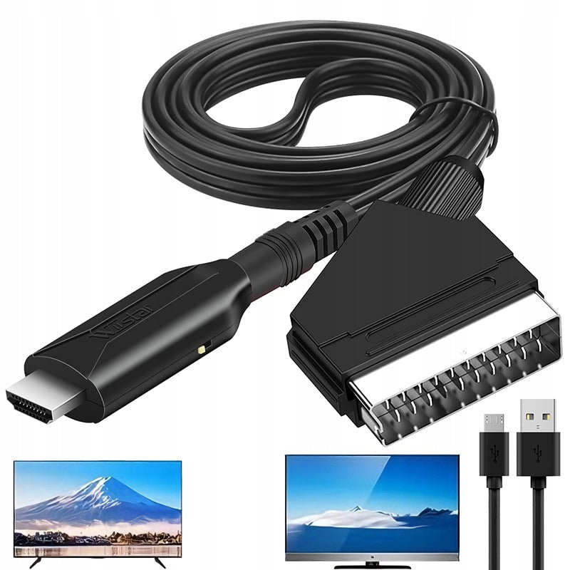 CONVERTER ADAPTER CABLE 1m WITH EURO SCART TO HDMI AV ADAPTER HD 1080p