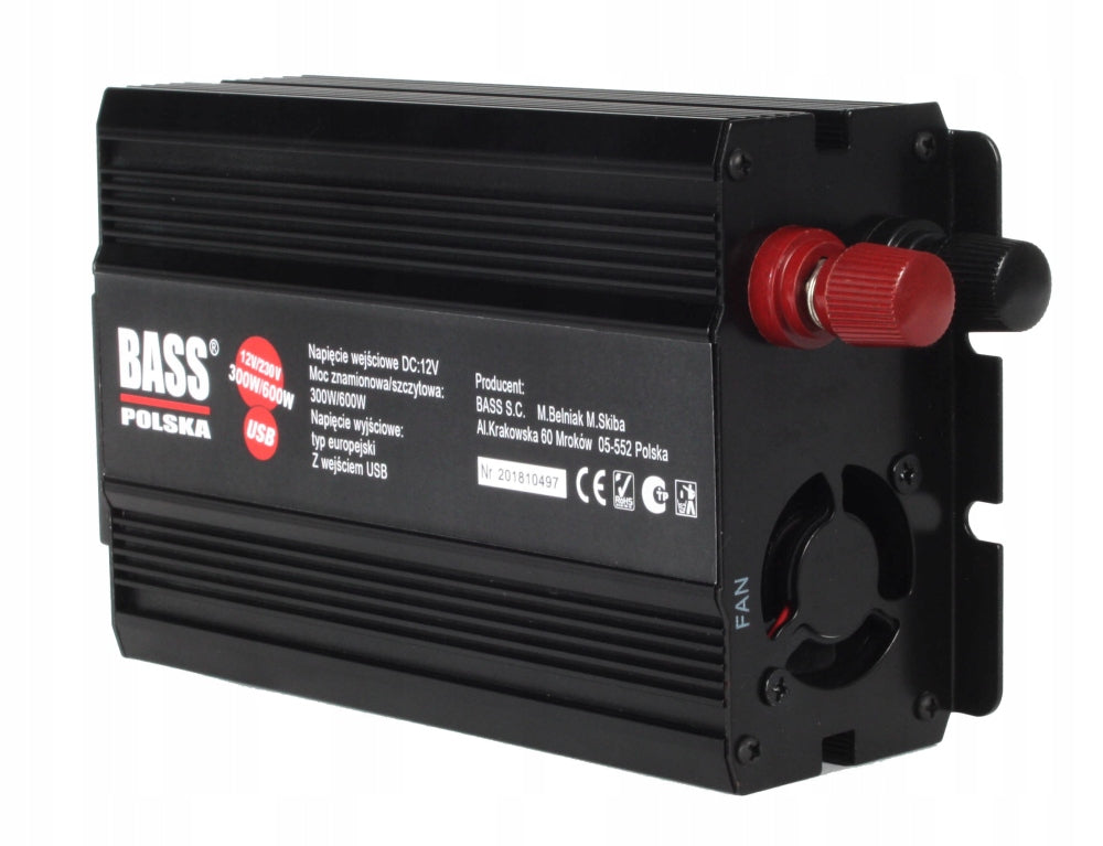 CONVERTER BASS Poland 12V 230V CAR INVERTER 300/600W FULL SINE Brand Bass
