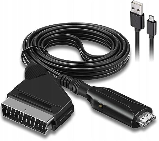 CONVERTER EURO SCART TO HDMI 1080P TV ADAPTER USB RETRO GAMING CABLE Packaging status original