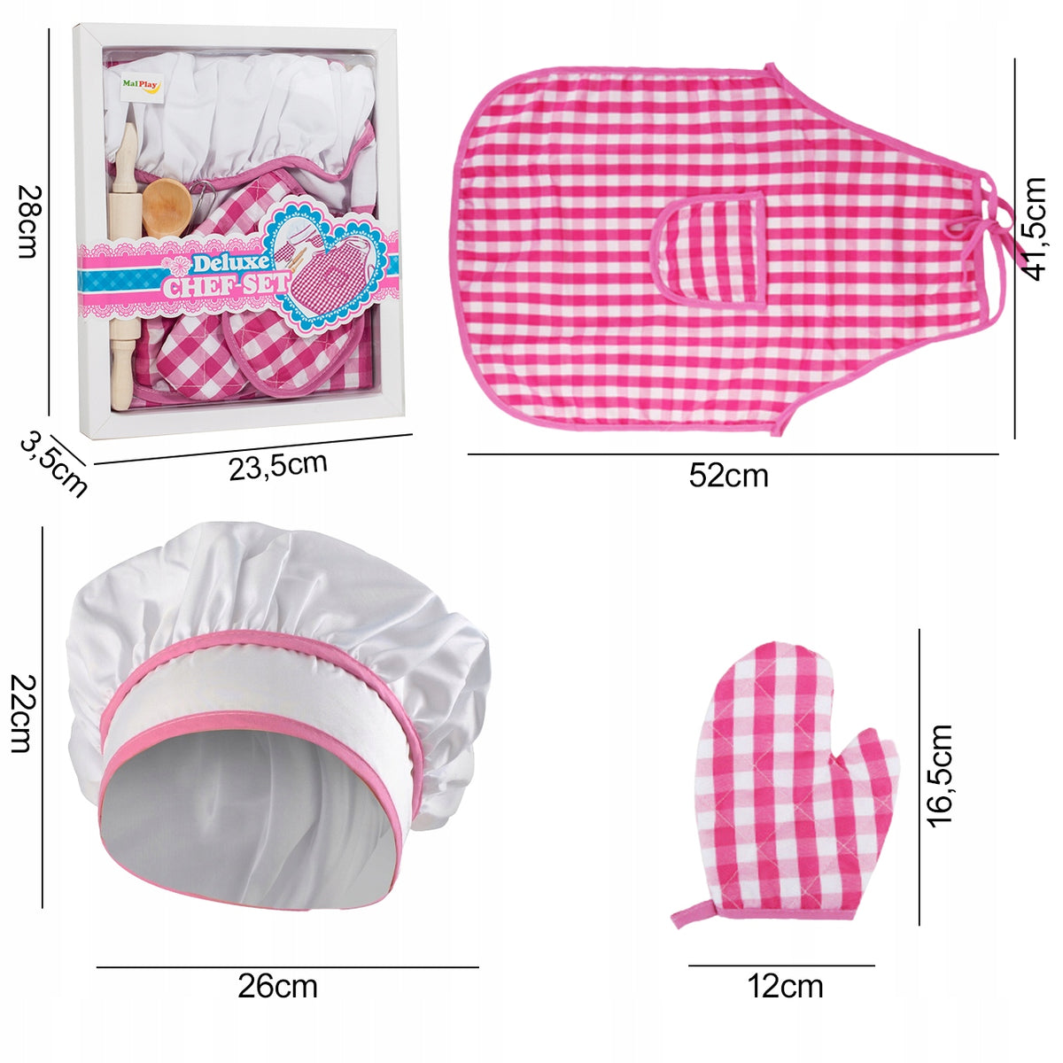 COOK SET FOR CHILDREN APRON HAT KITCHEN GLOVE KITCHEN ROLLER Packaging status original