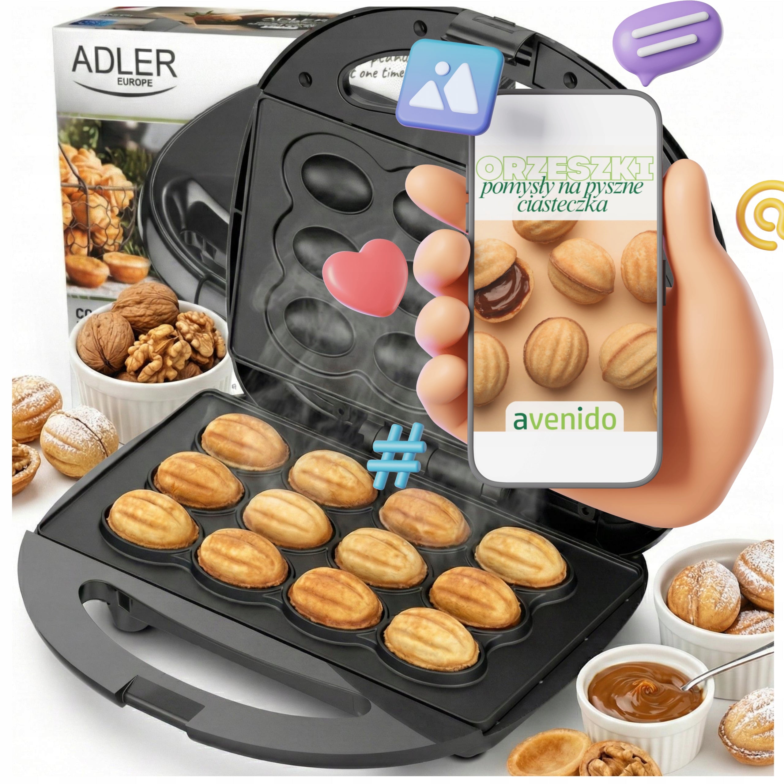 COOKIE PEANUT TOASTER MOLDS 12 PCS 1200W NONSTICK COATING