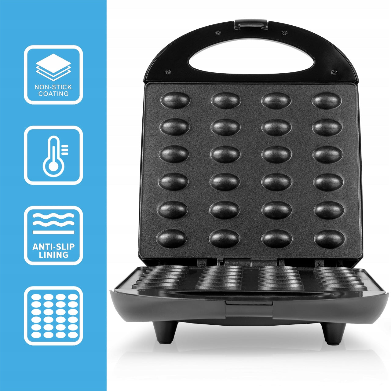 COOKIE PEANUT TOASTER MOLDS 24 PCS 1600W NONSTICK COATING Packaging status original