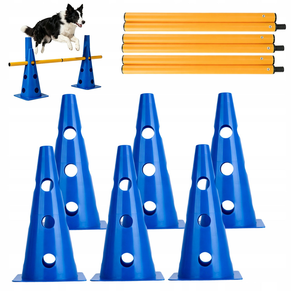 COORDINATION SET OBSTACLE COURSE CONES 32CM POLES 80CM AGILITY