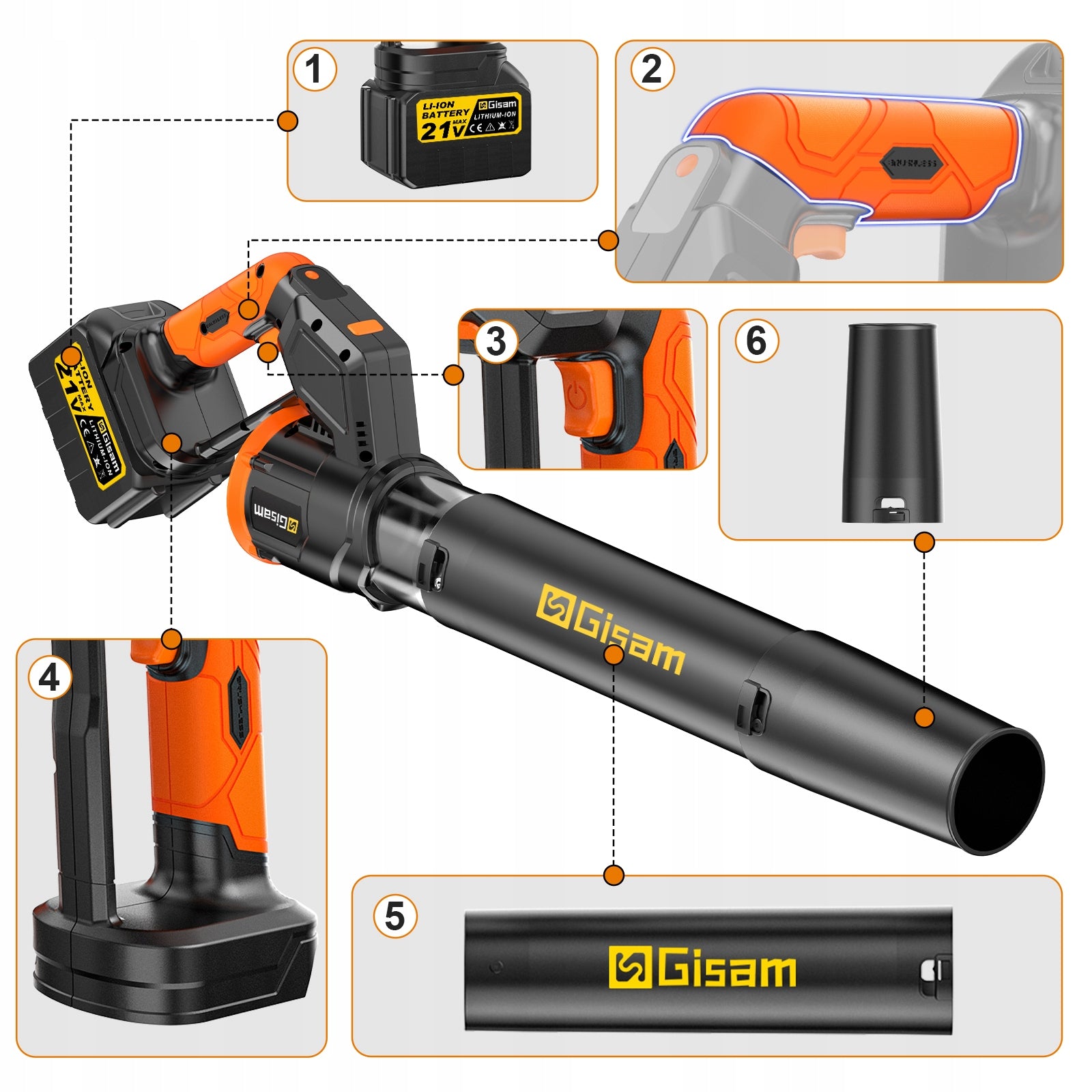 CORDLESS BLOWER ELECTRIC LEAF BLOWER BRUSHLESS GARDEN 2X 21V Power supply rechargeable battery