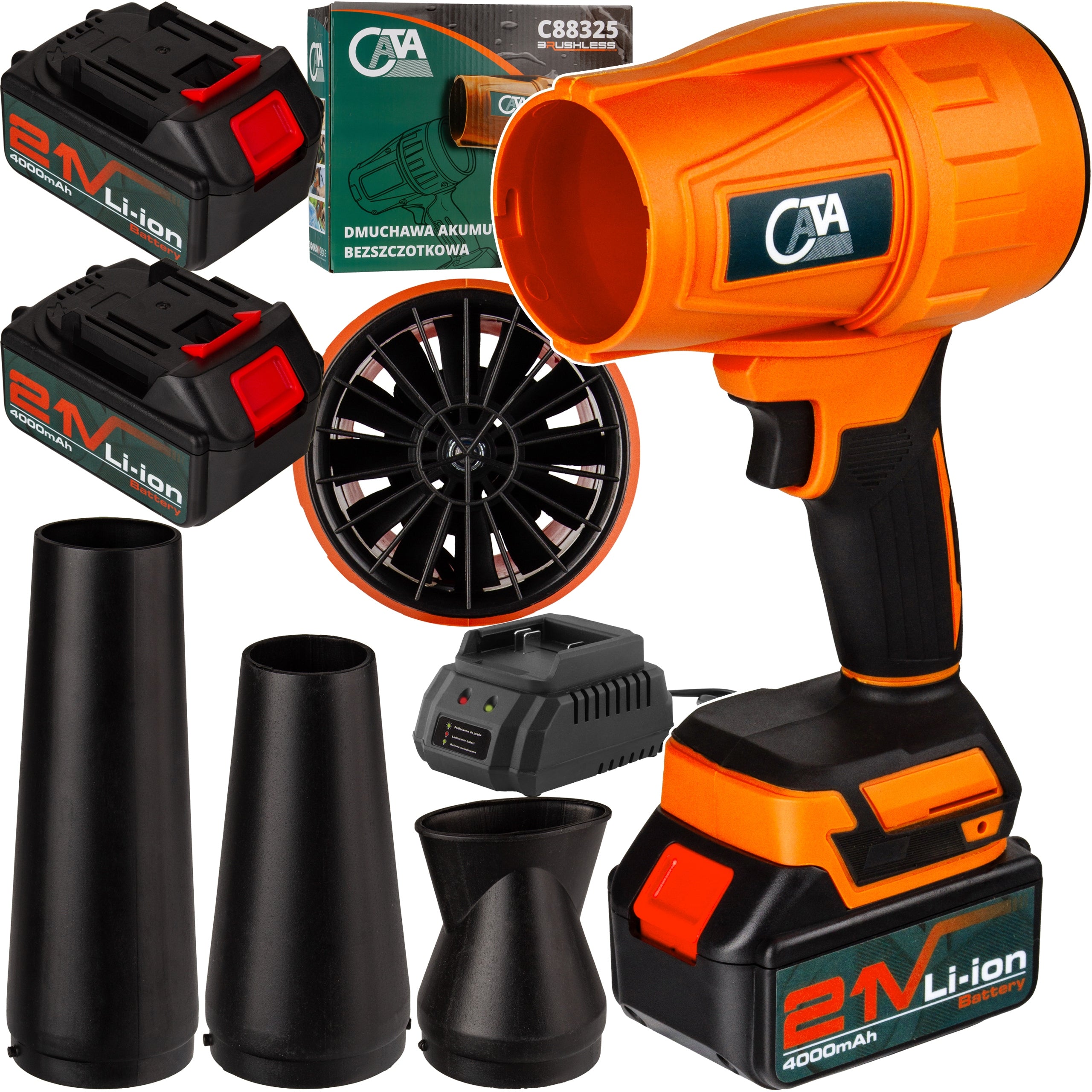 CORDLESS BLOWER turbo snow leaves garden ELECTRIC 2x AKU 4Ah