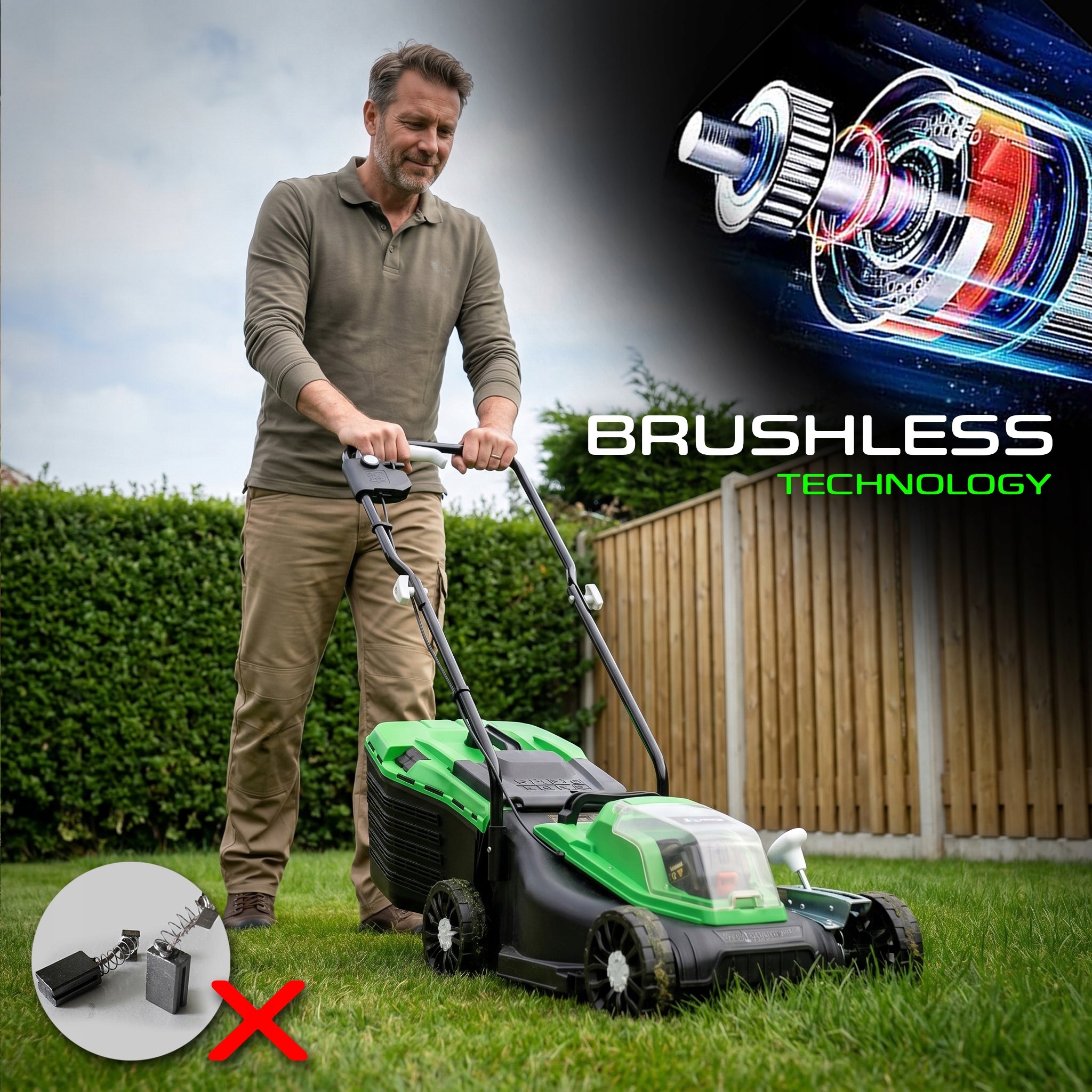 CORDLESS BRUSHLESS LAWN MOWER 2x AKU 4.0AH SOLID STRONG Brand Baug