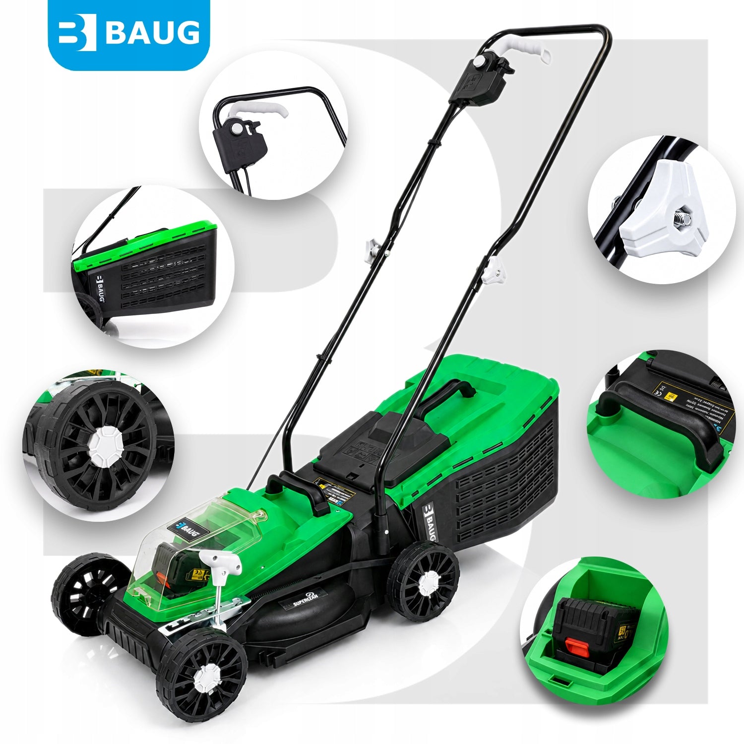 CORDLESS BRUSHLESS LAWN MOWER 2x AKU 4.0AH SOLID STRONG Series B4360 KOSIARKI AKUMULATOROWE DO TRAWY