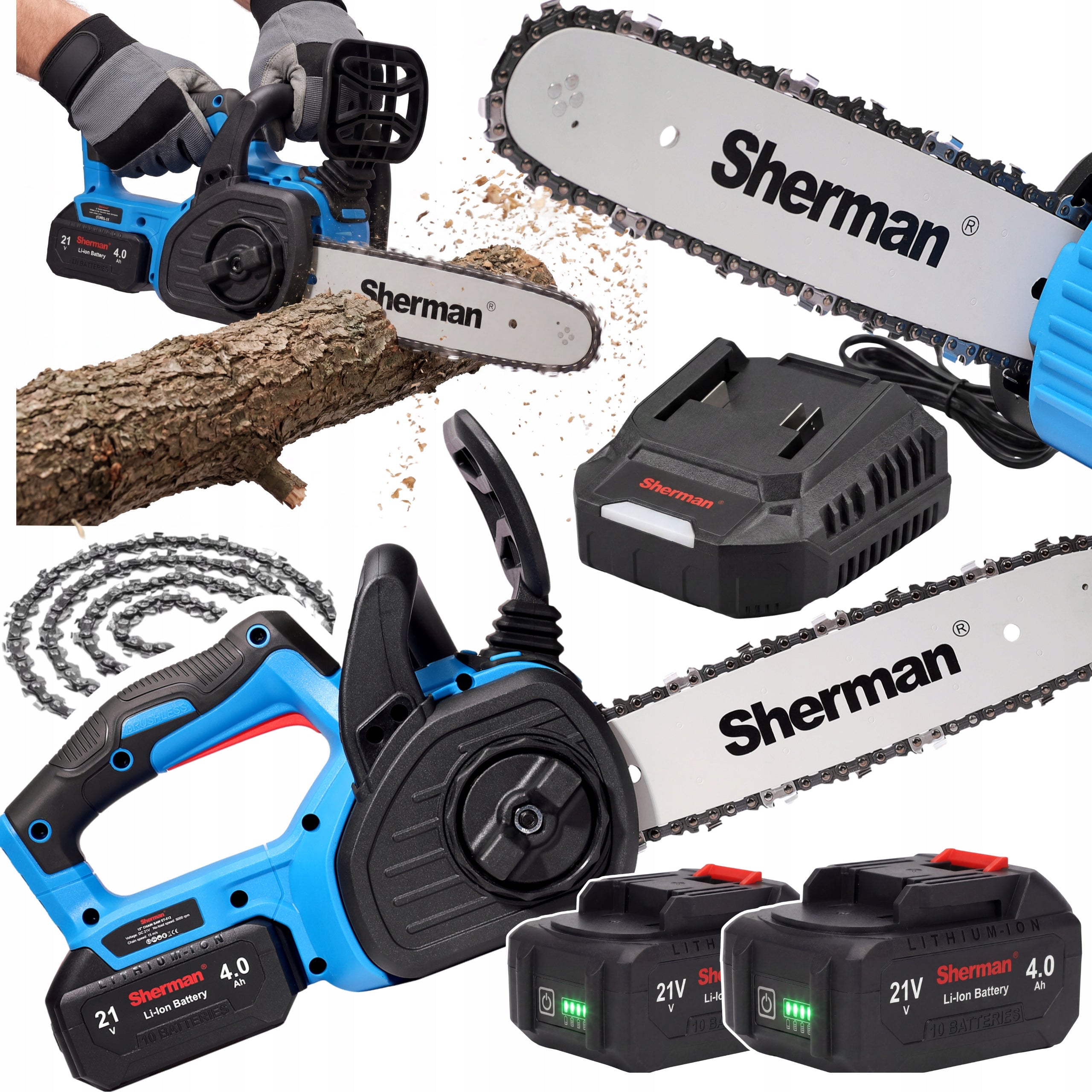 CORDLESS CHAINSAW 12" ET512 2x BATTERY 4.0Ah / 21V Sherman