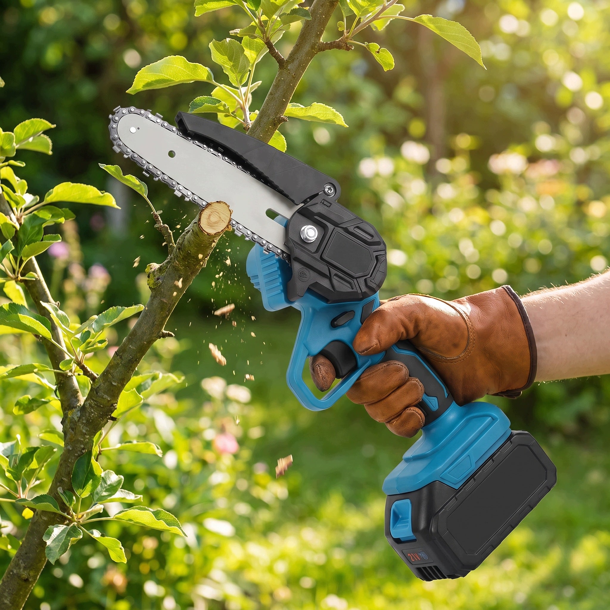 CORDLESS CHAINSAW MINI SAW 6" 4" 21V 2xAKU FOR BRANCHES SET Packaging status original