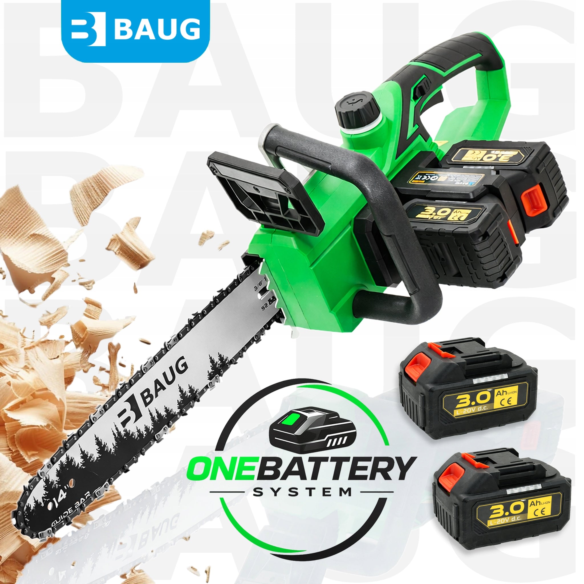 CORDLESS CHAINSAW SAW BATTERIES 2 x 3.0 AH GUIDE 14" Packaging status original