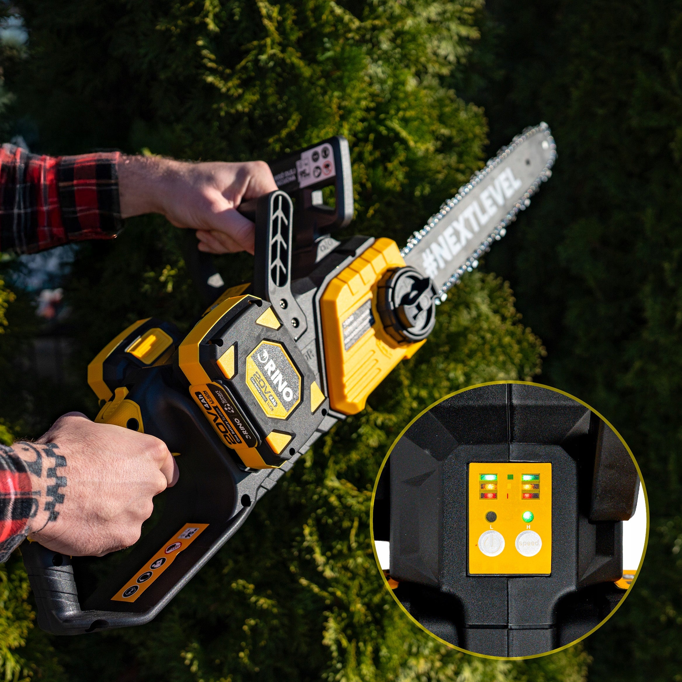 CORDLESS CHAINSAW WOOD SAW +2X BATTERY 4AH RINO 40V Packaging status original